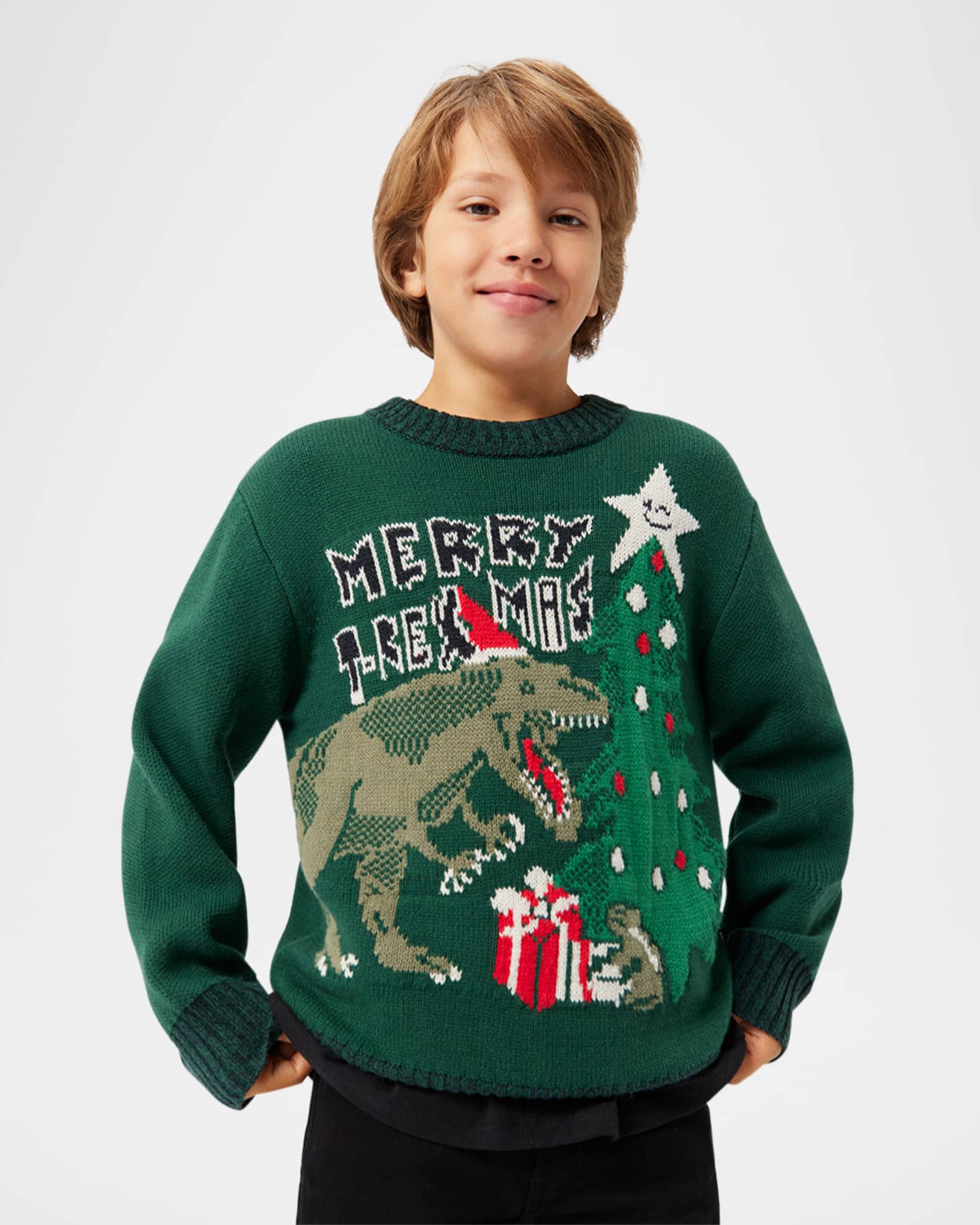 Boy's Bello T-Rex Intarsia Sweater 1