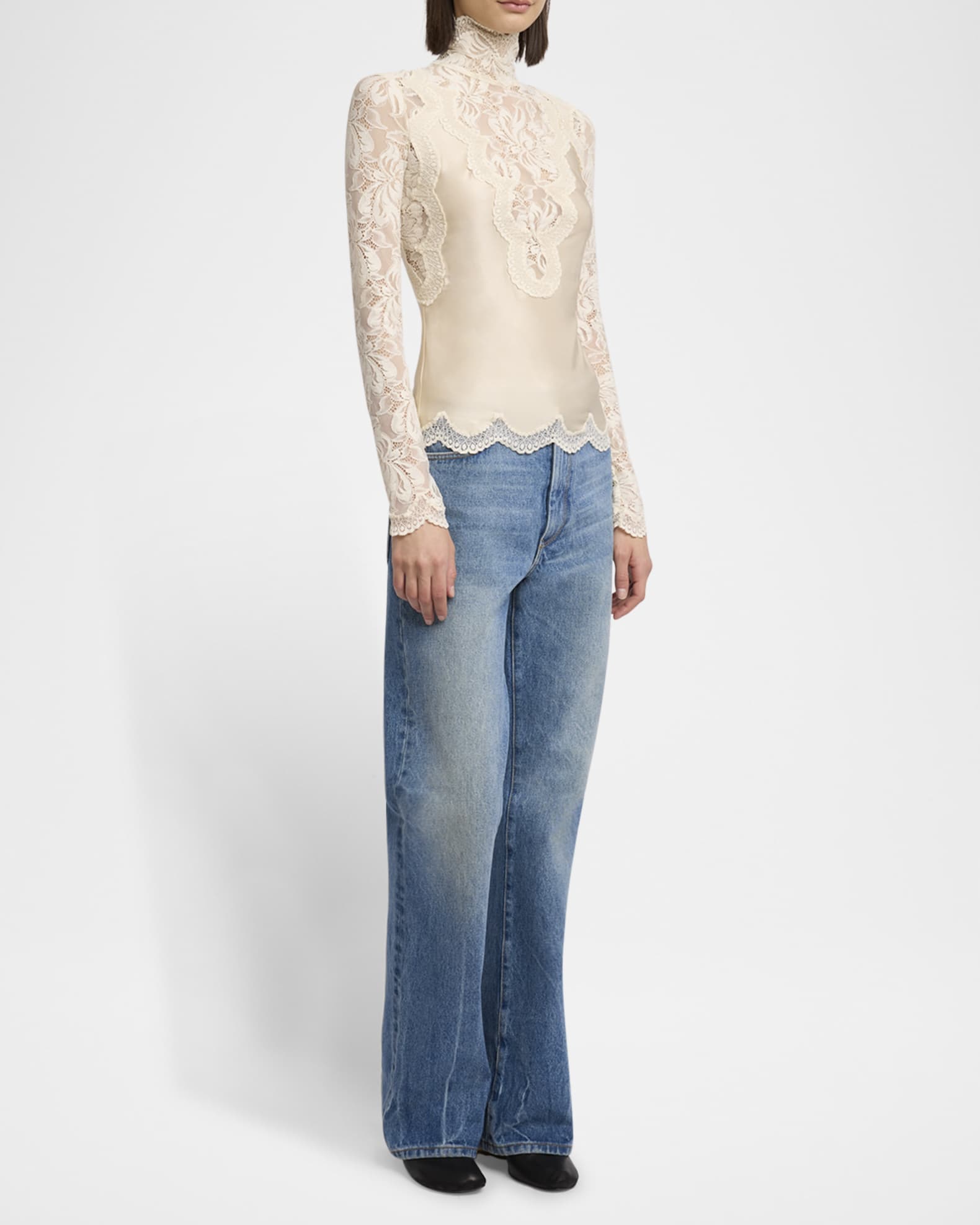 Women's high neck lace top outlet
