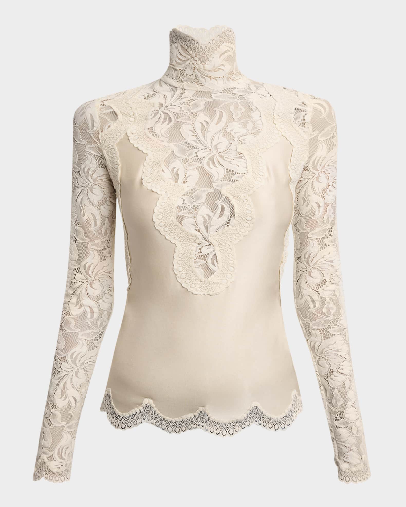 White lace high neck top top