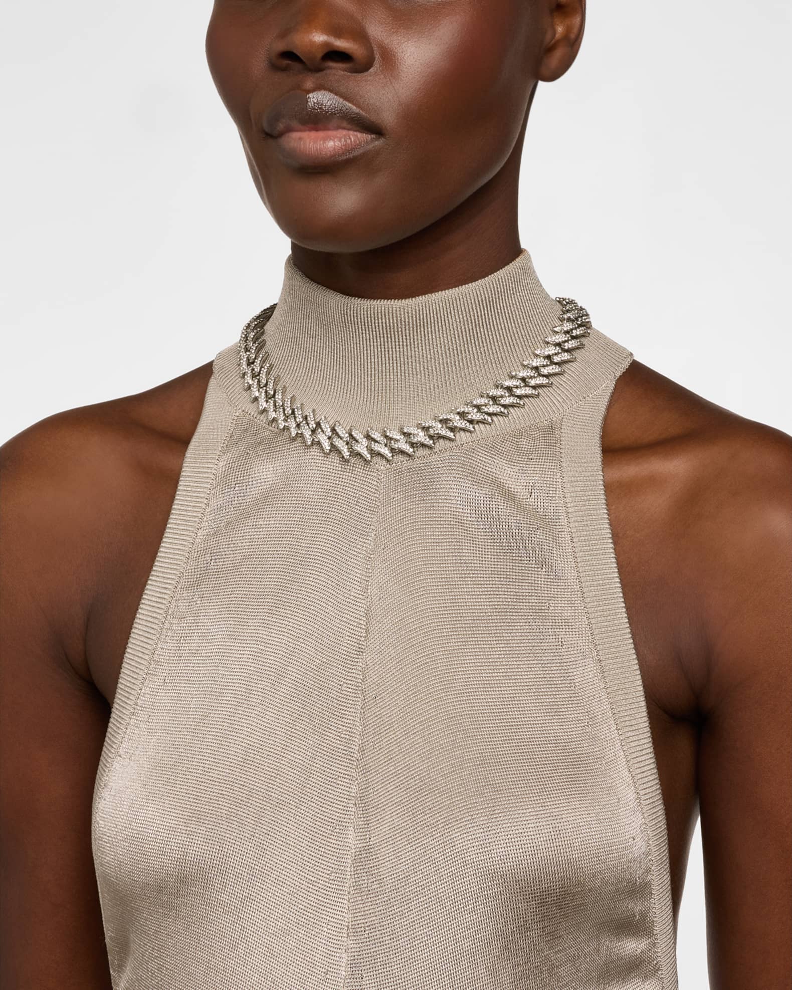 Kenneth Jay Lane Crystal Herringbone Link Chain Necklace Neiman Marcus