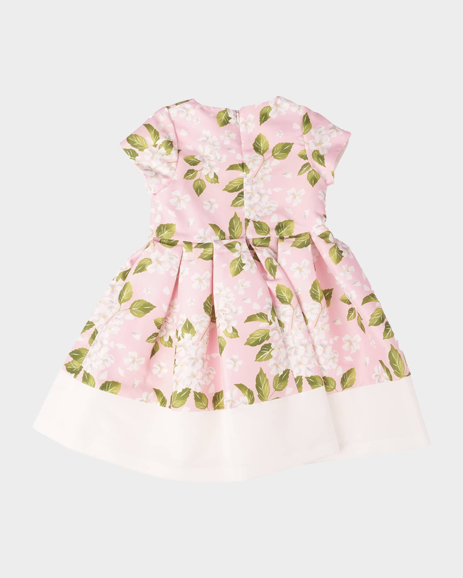 Girl's Rose-Print Dress W/ Rose Applique, Size 3T-12 0