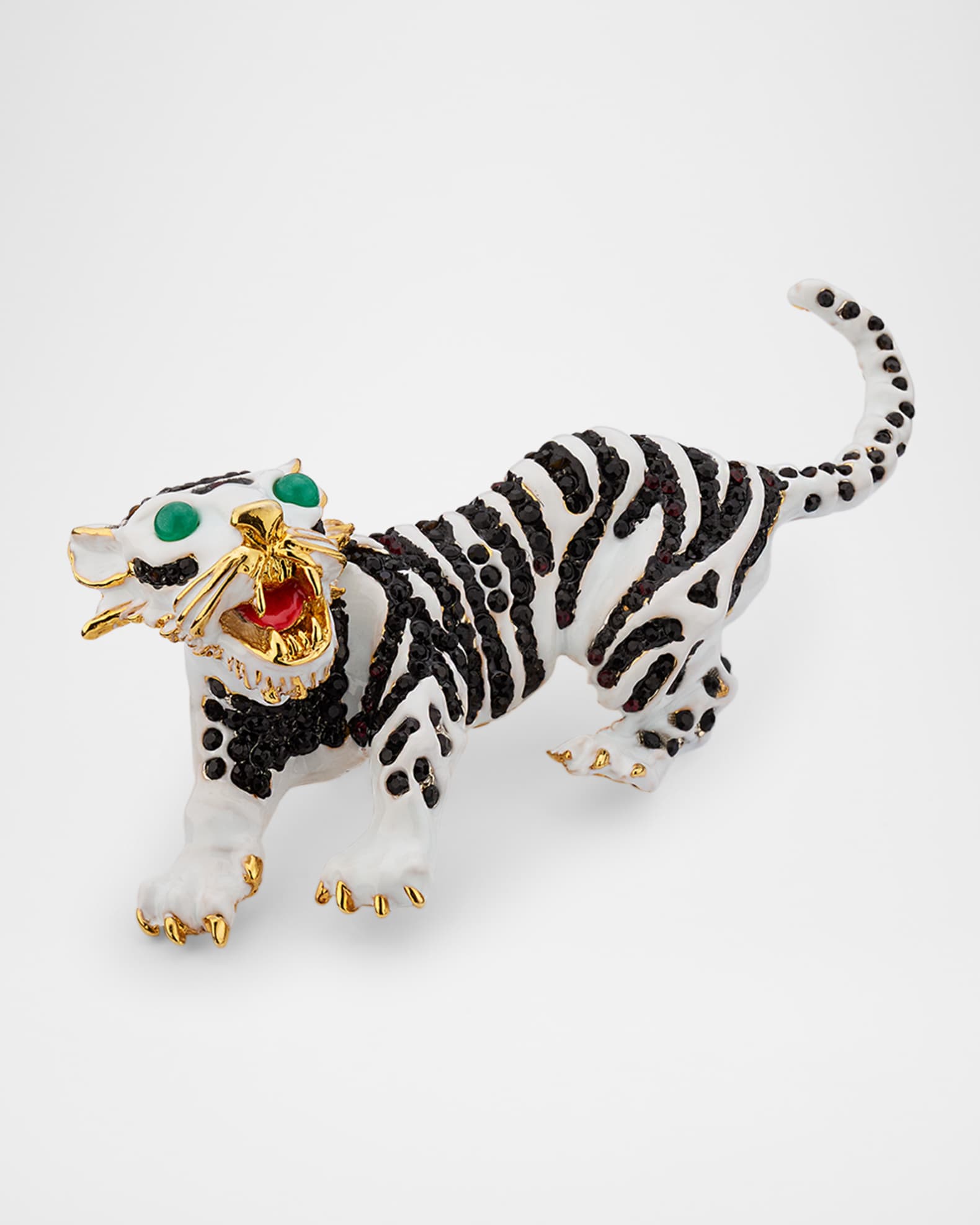 Chrysoprase Eyes Crystal Striped Tiger Brooch 0