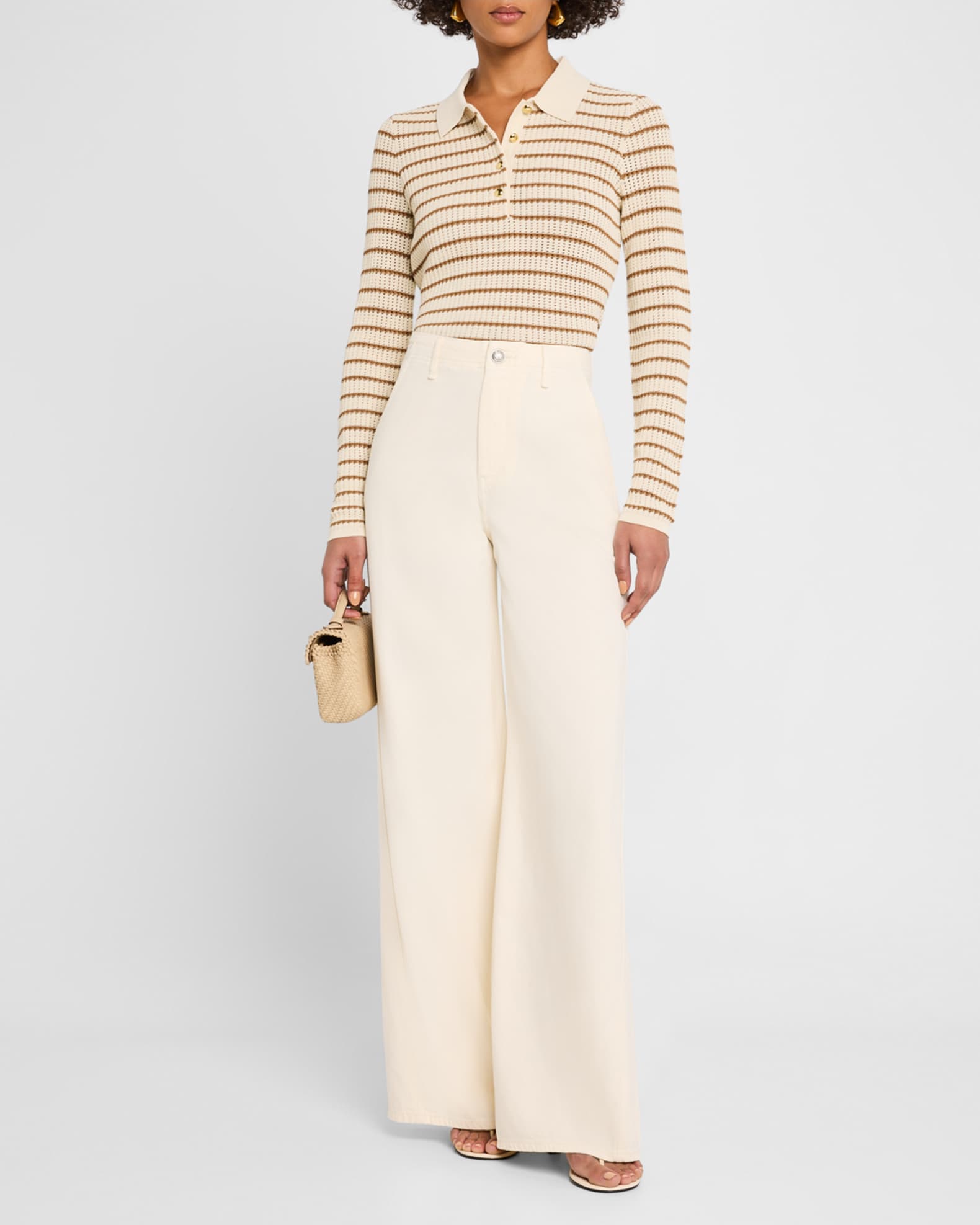 Viola Stripe Long-Sleeve Polo Top 1