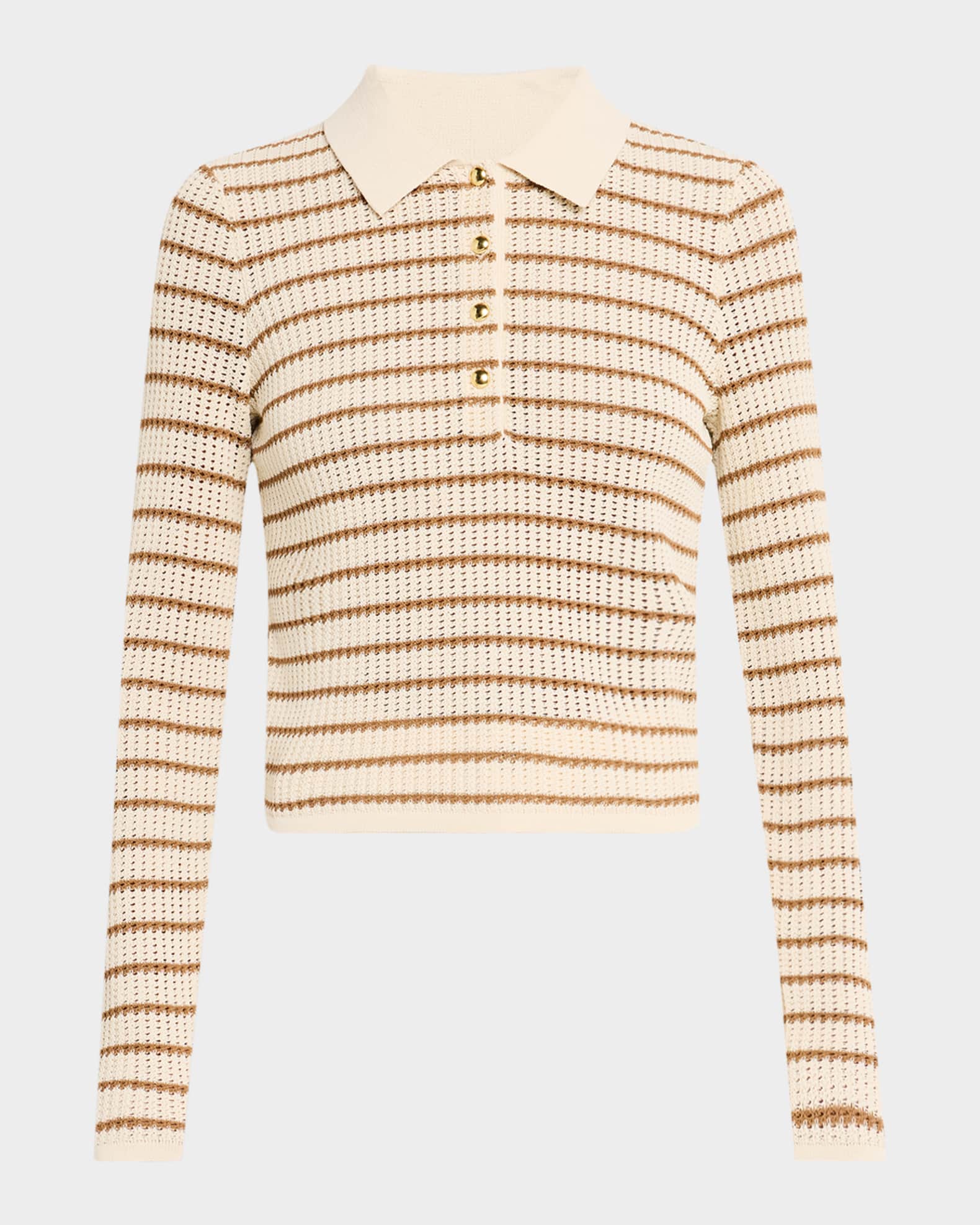 Viola Stripe Long-Sleeve Polo Top 0