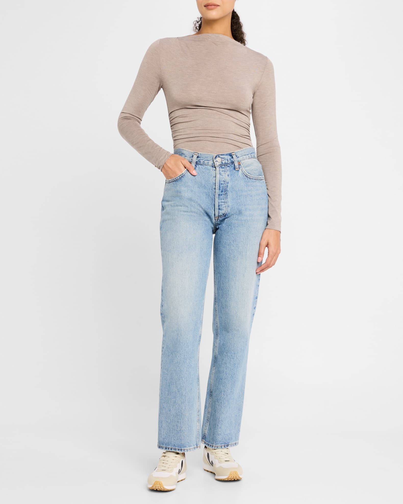Luca Draped Knit Long-Sleeve Top 1