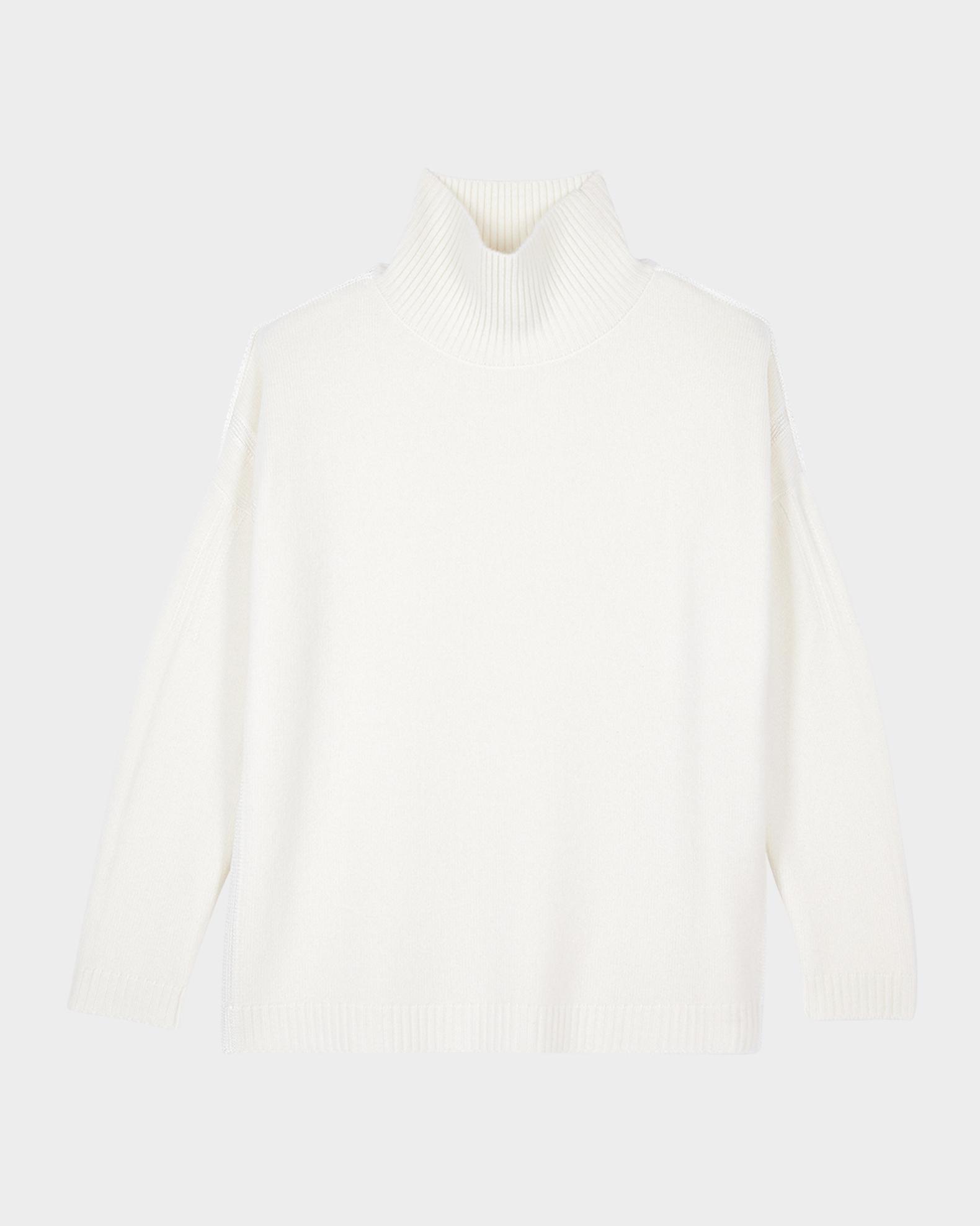Coffee Seamless Mock Neck Cashmere Women Sweater