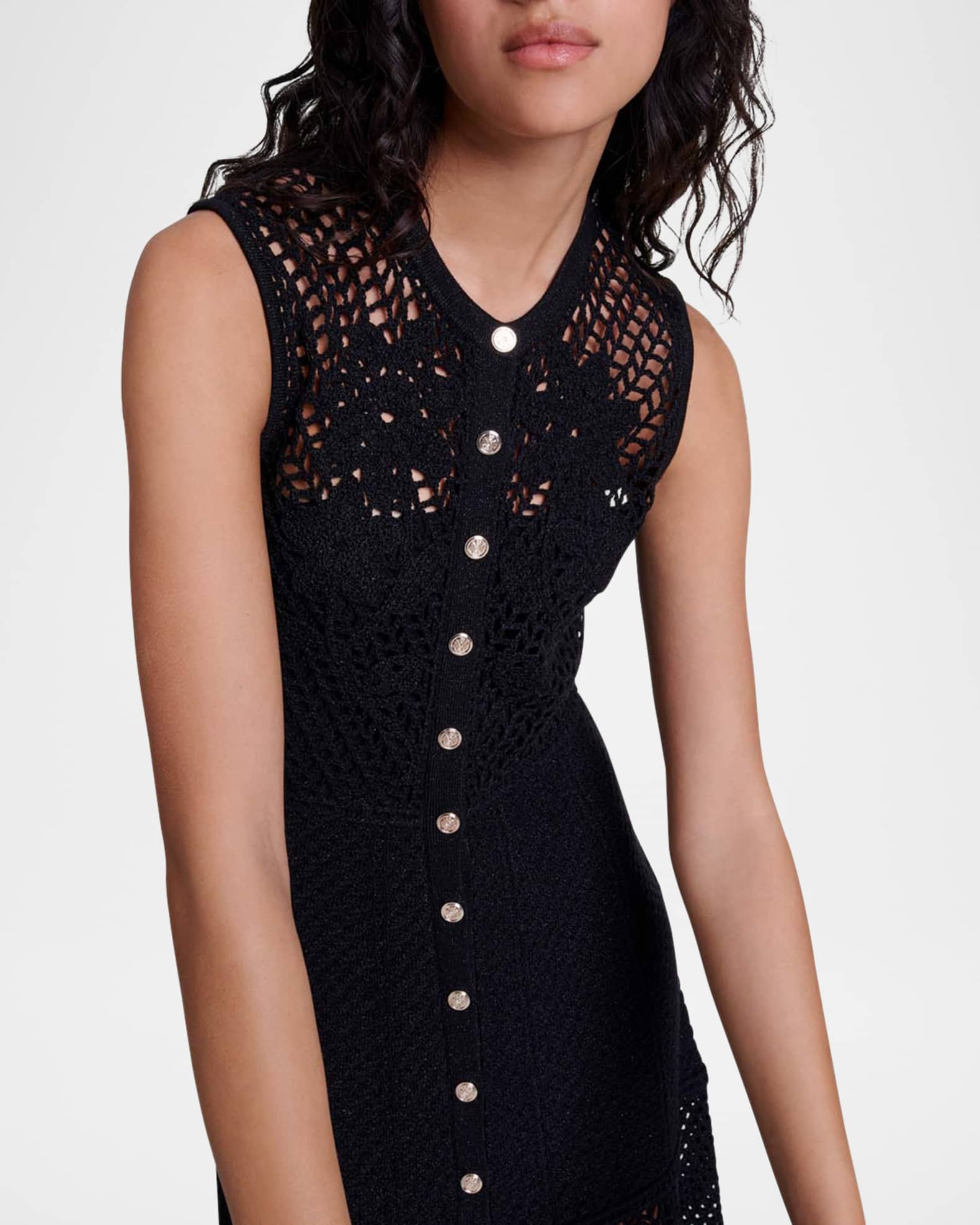 Maje Rita Floral Crochet Knit Midi Dress Neiman Marcus