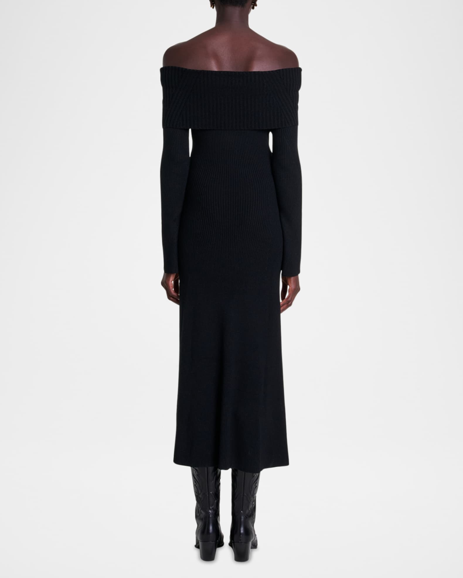 Maje Repos Off Shoulder Ribbed Maxi Dress Neiman Marcus