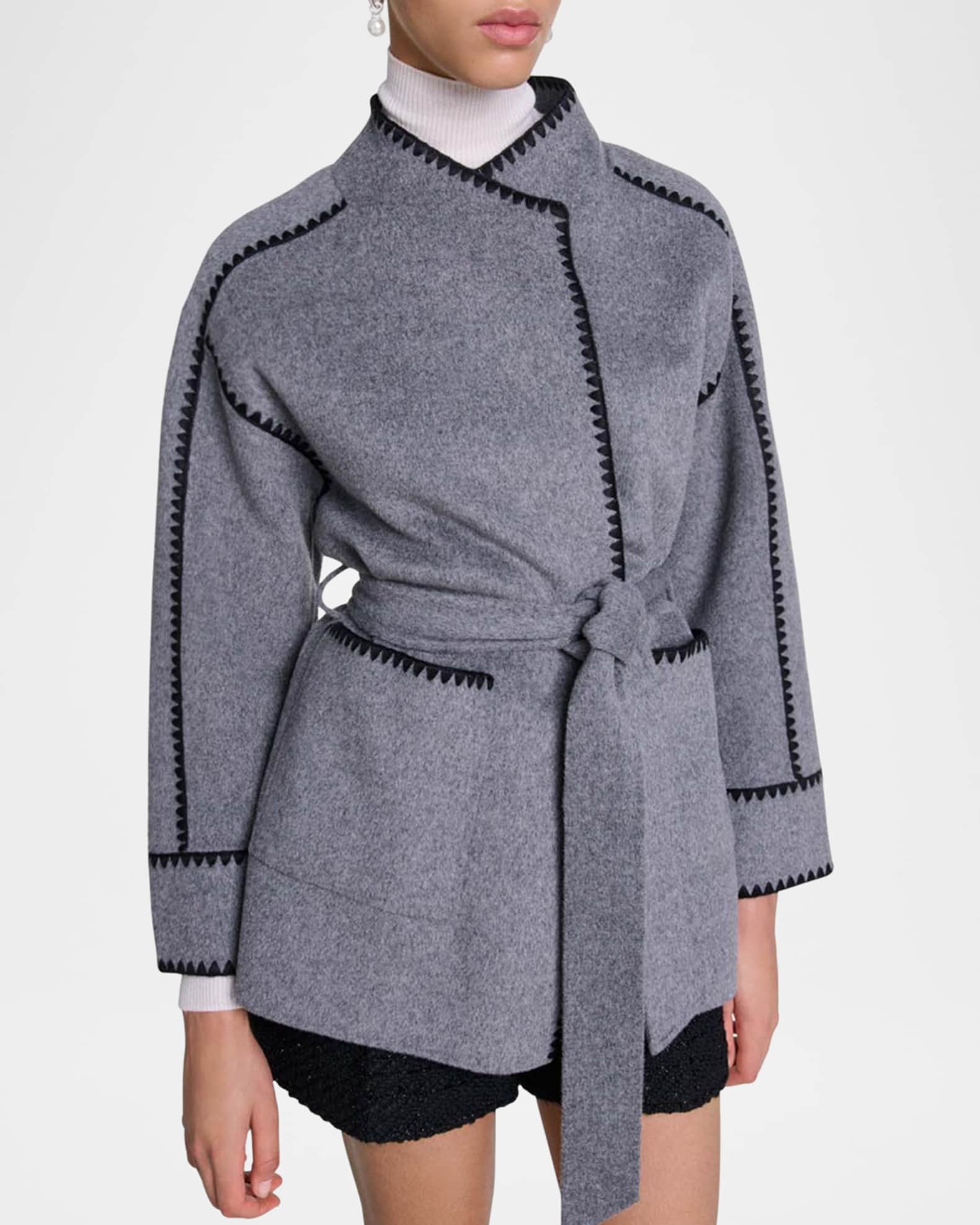 Maje wool and velvet coat deals