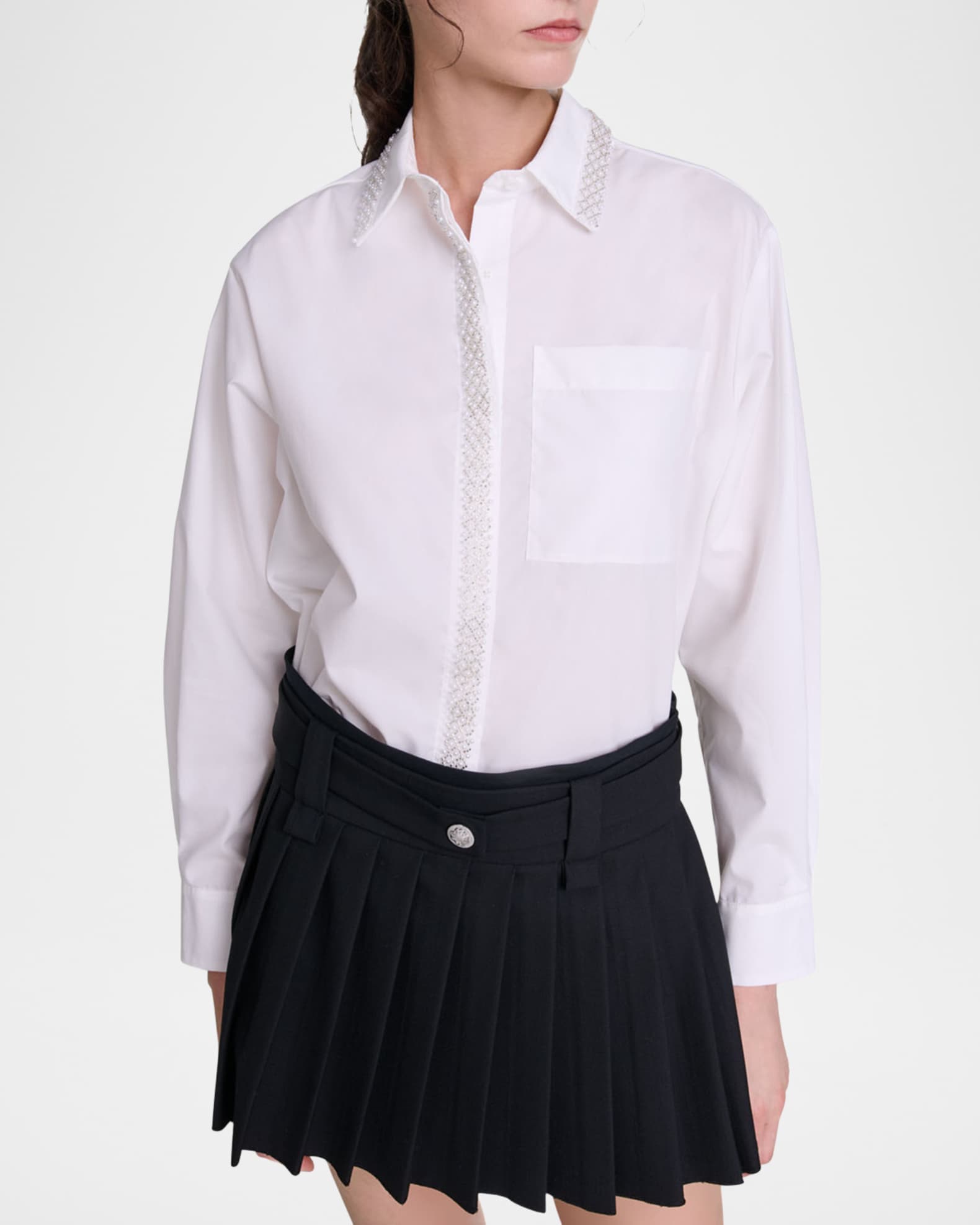 Maje Jinimou Pleated Mini Skirt | Neiman Marcus