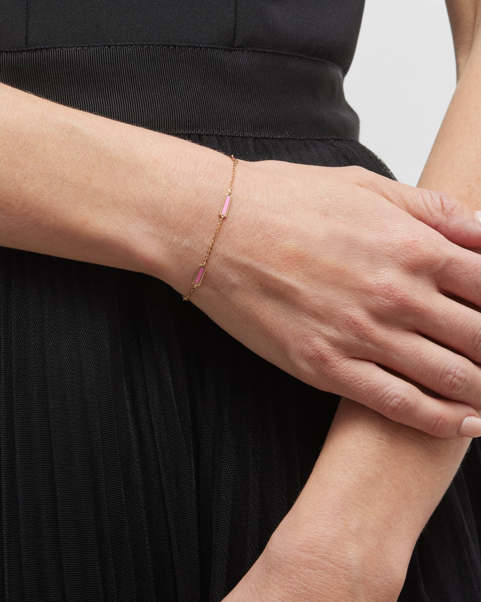 14K Yellow Gold Inlay Station Bracelet 1