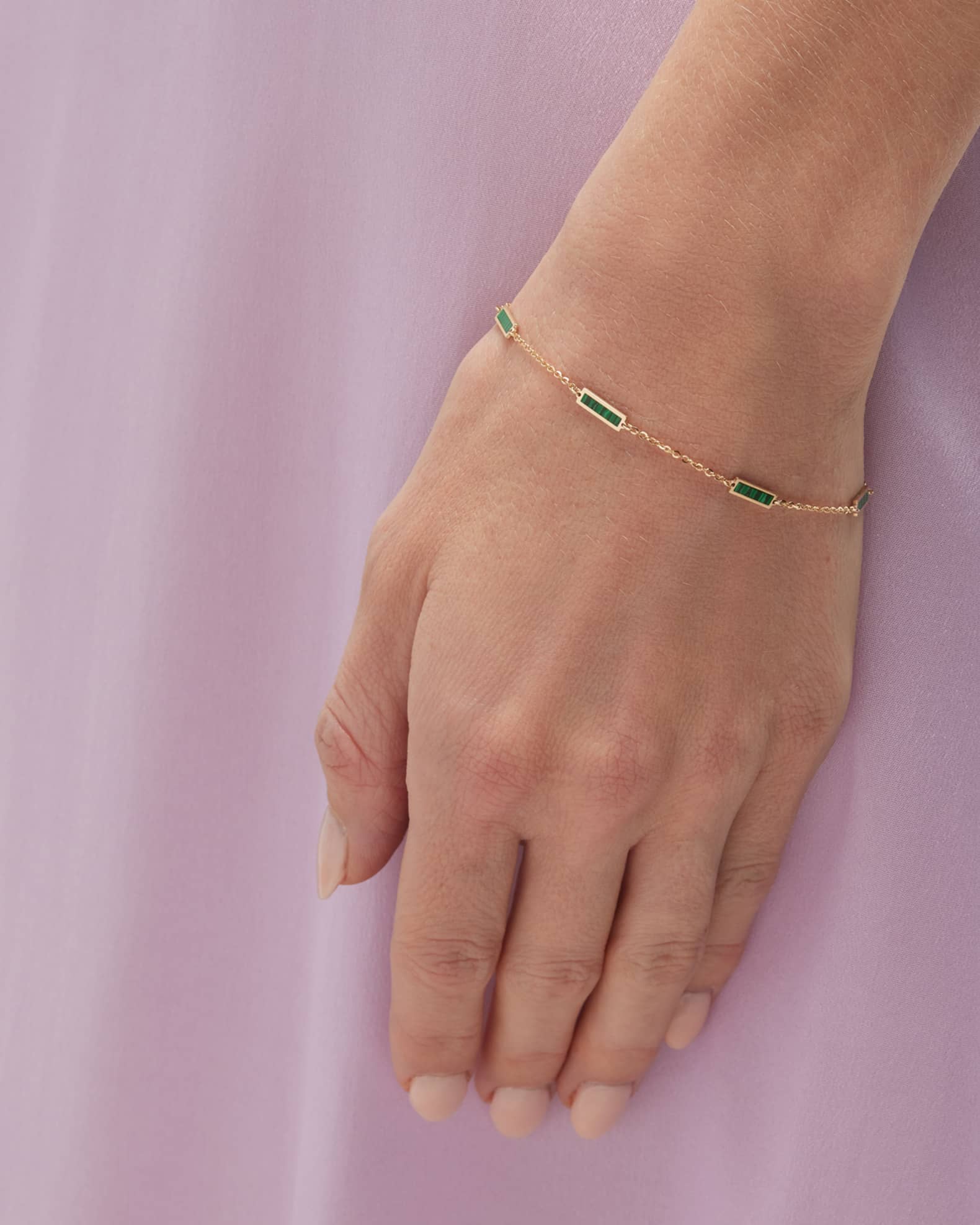 14K Yellow Gold Inlay Station Bracelet 1