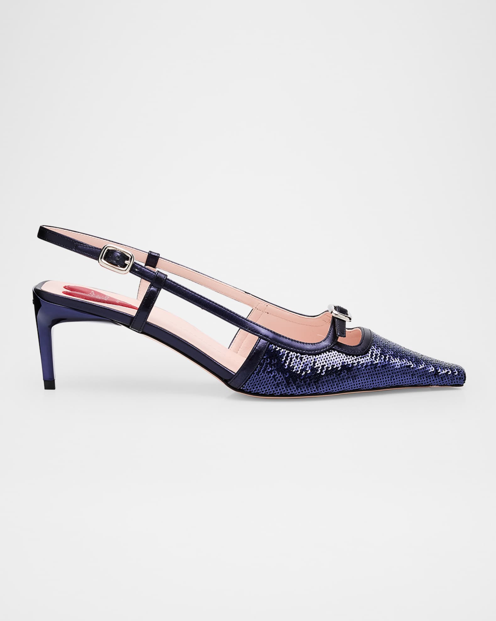Sequin Buckle Slingback Pumps 0