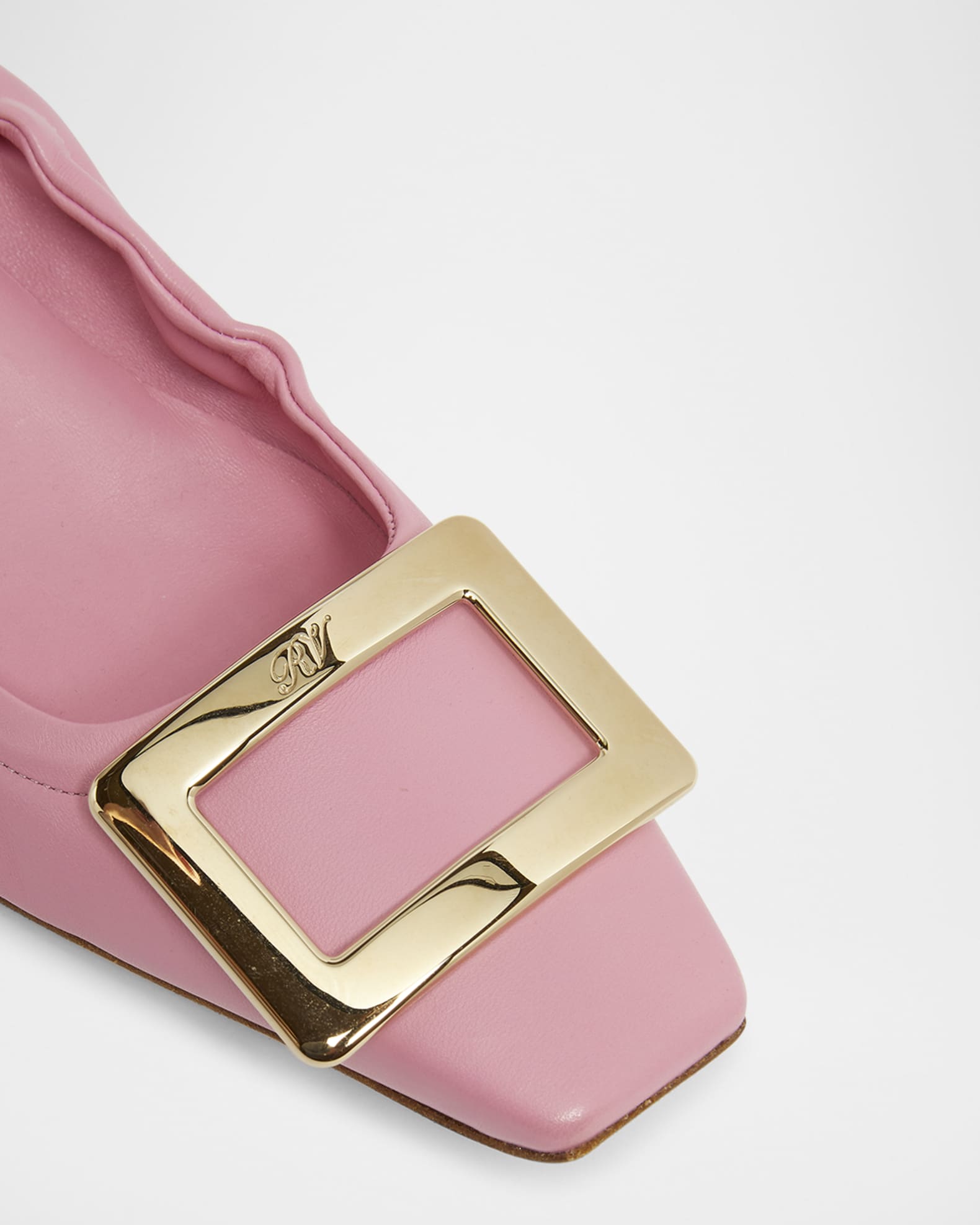 Roger Vivier Belle Pointed Ruched Leather Ballerina Flats | Neiman