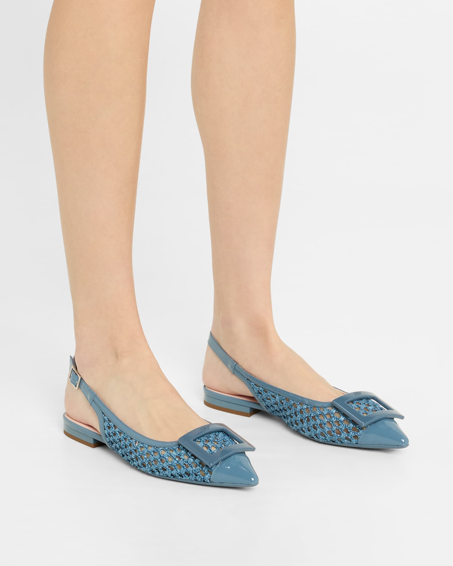 Gommettine Raffia Buckle Slingback Ballerina Flats 1
