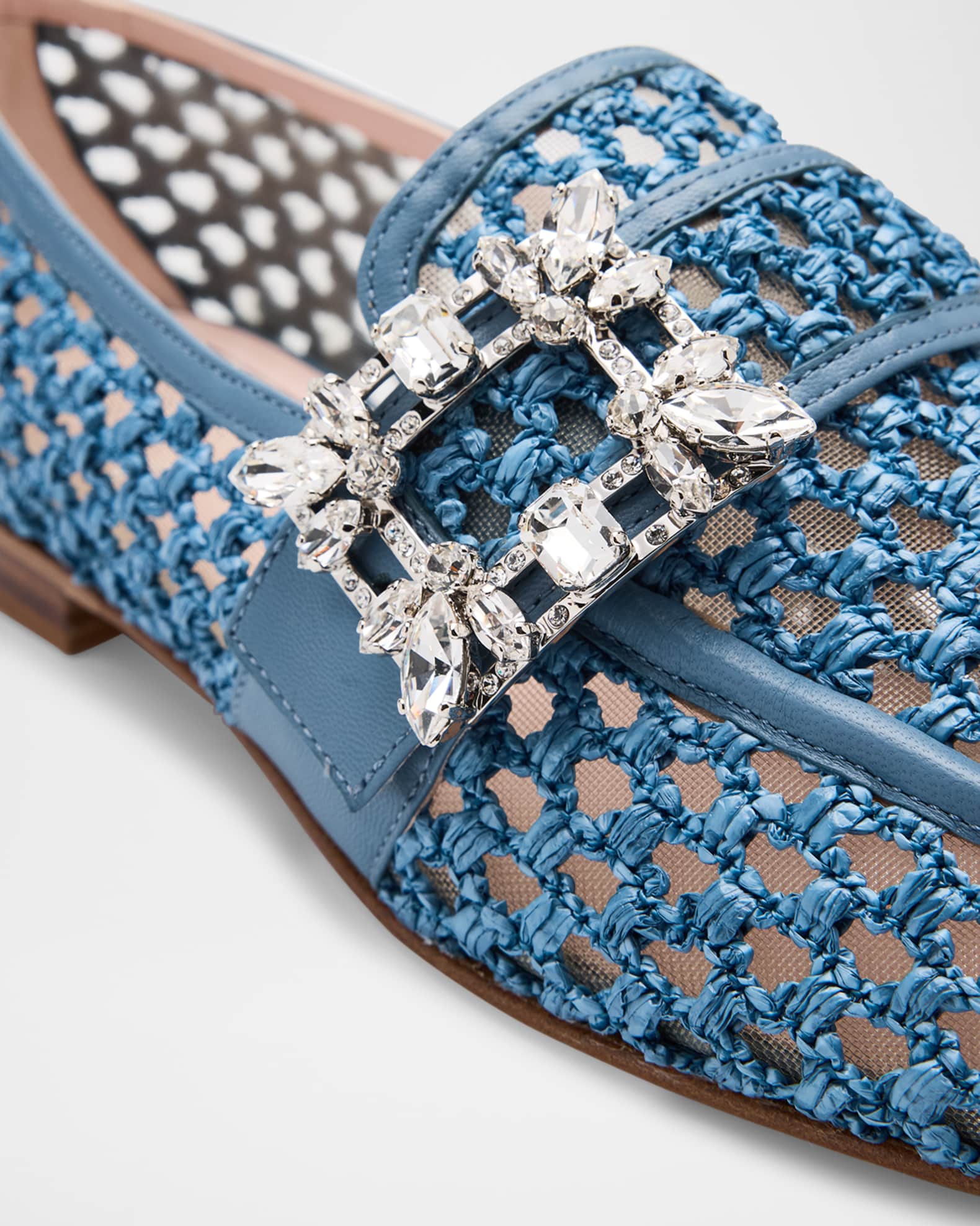 【25SS NEW】ROGER VIVIER / クリスタル装飾 ラフィアミュール ROGER VIVIER 25 crystal-embellished raffia sandals | NET-A