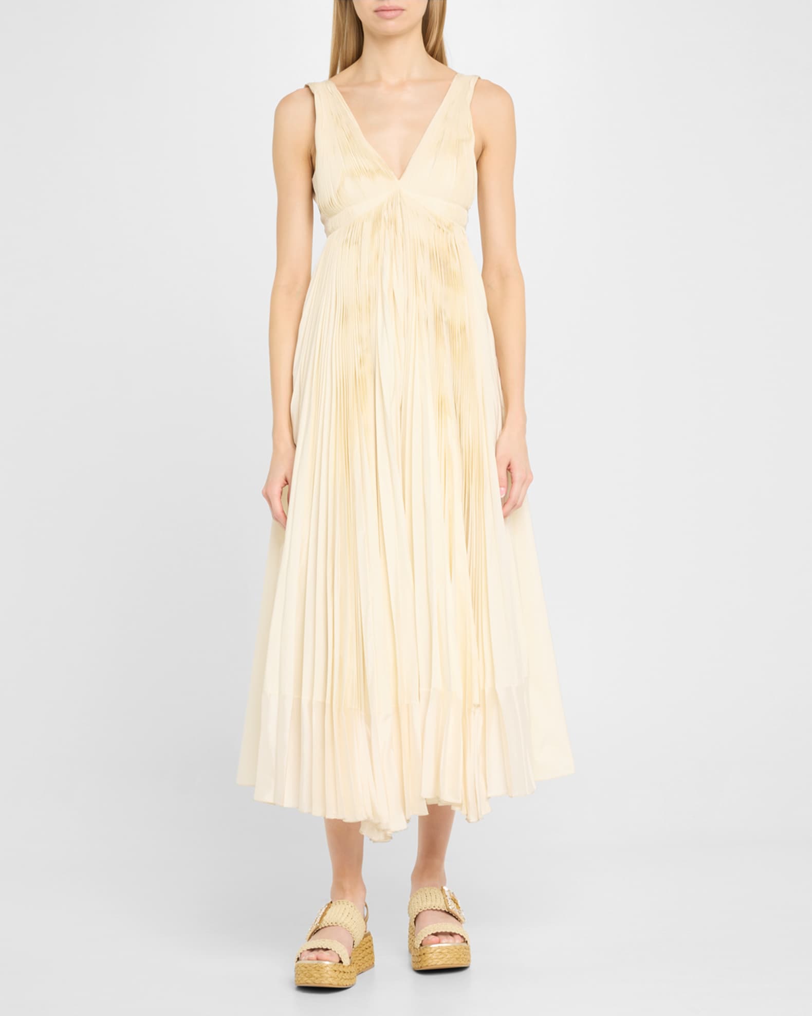 Roger Vivier Raffia Crystal Buckle Platform Sandals | Neiman