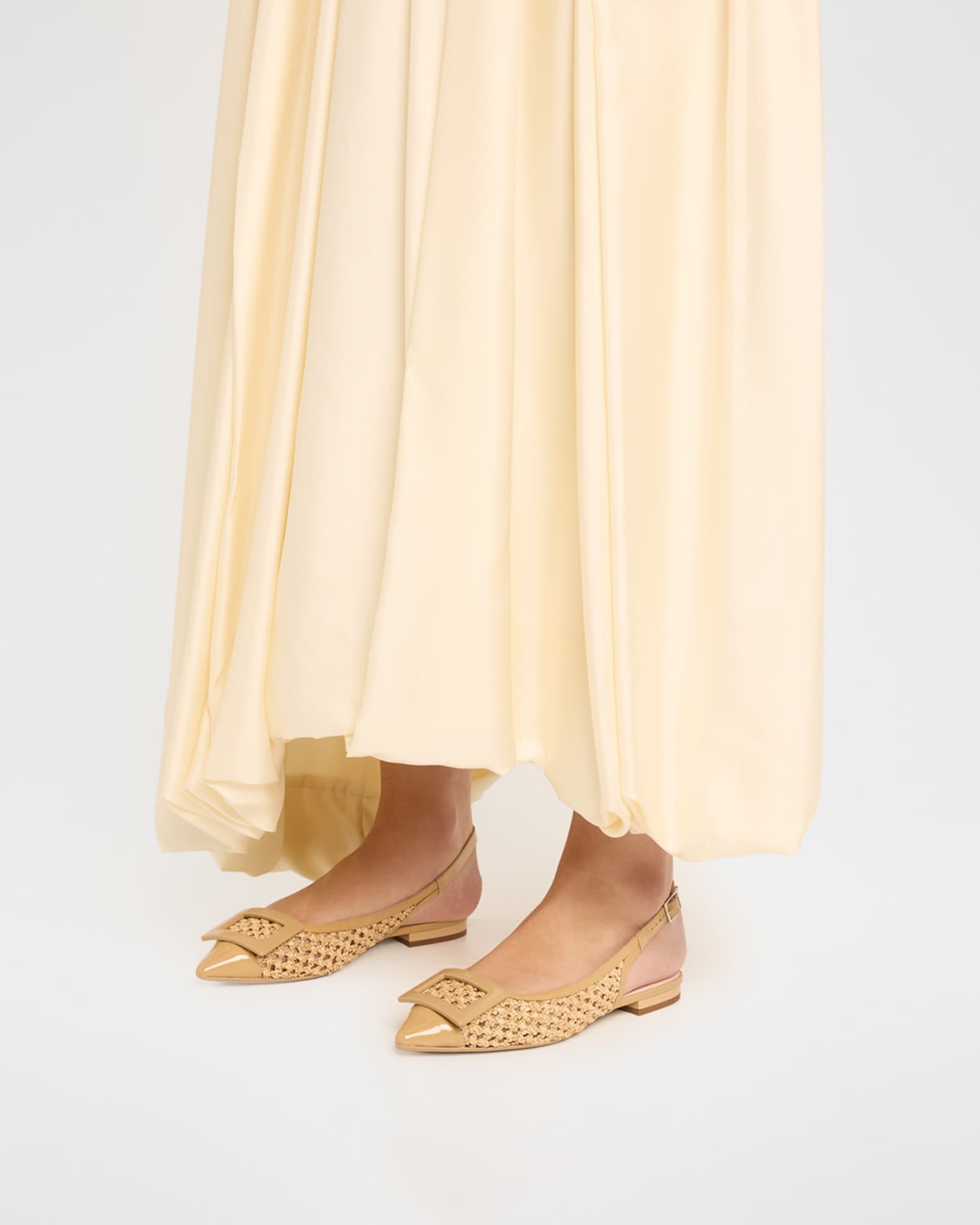 Gommettine Bardo Leather & Raffia Slingback Ballet Flats 1