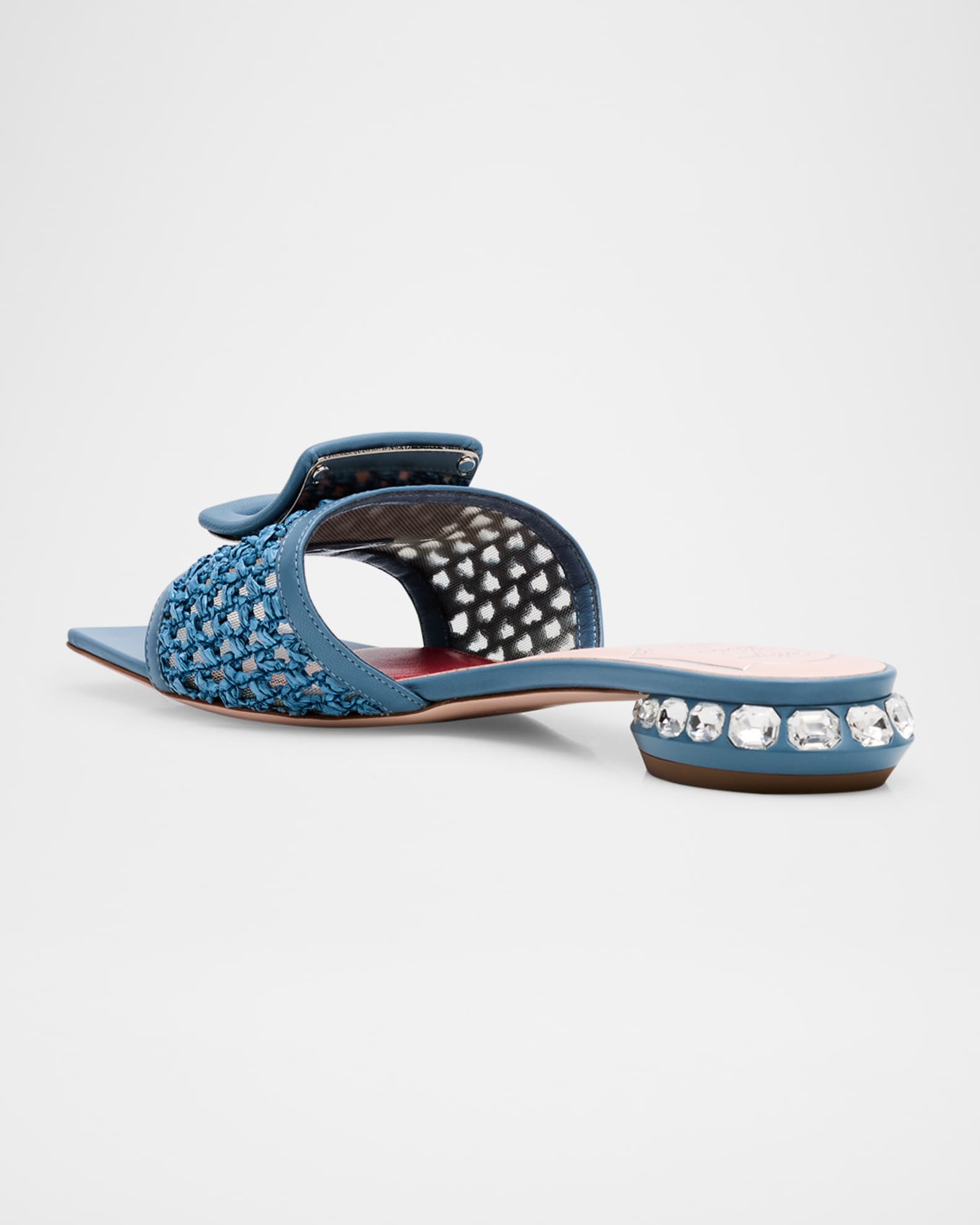 サンダル・ミュール Roger Vivier 'New l Buckle' mules Roger Vivier Raffia Crystal Buckle Mule Sandals | Neiman Marcus