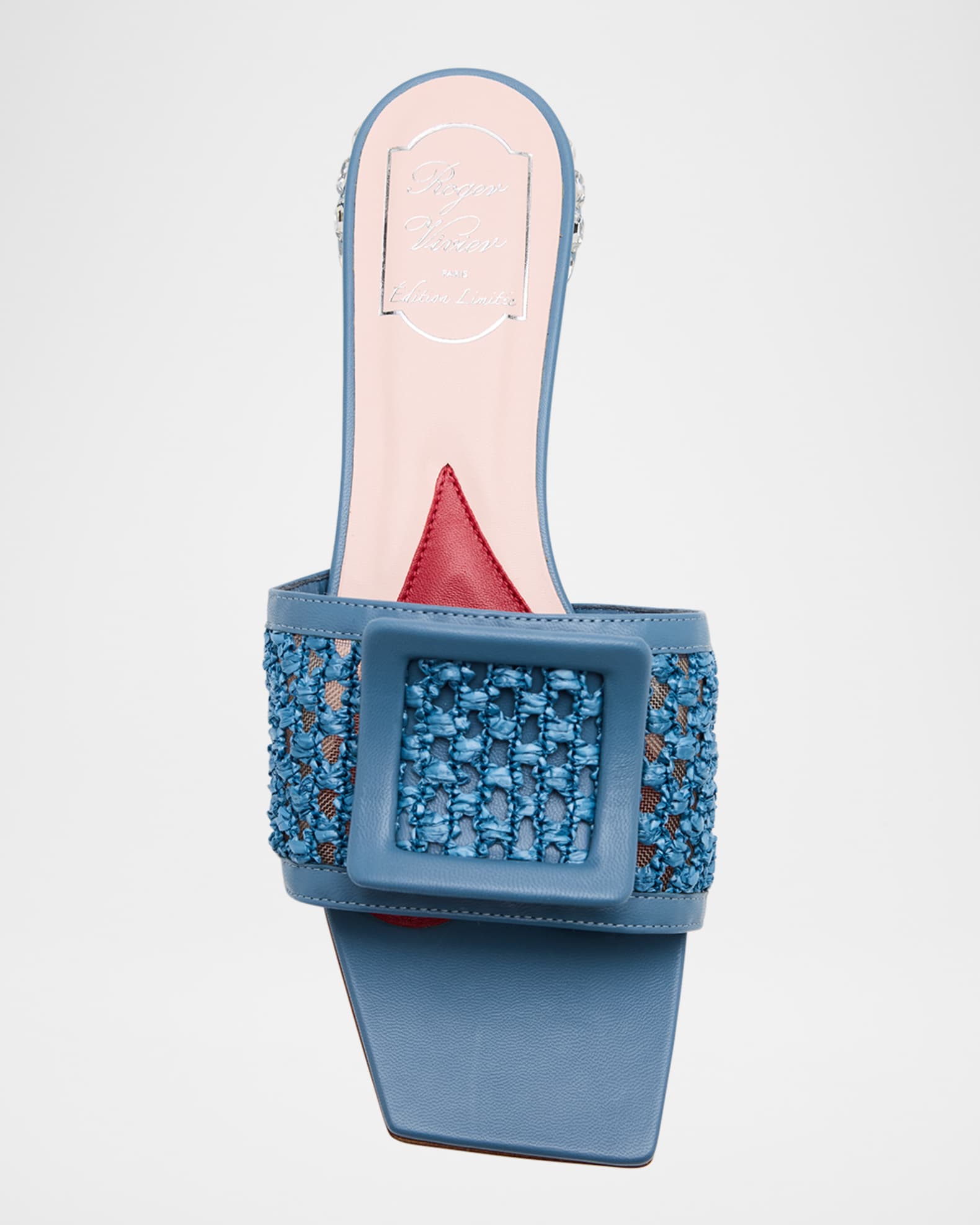 サンダル・ミュール Roger Vivier Sandalo In Rafia Roger Vivier Raffia Crystal Buckle Mule Sandals | Neiman Marcus