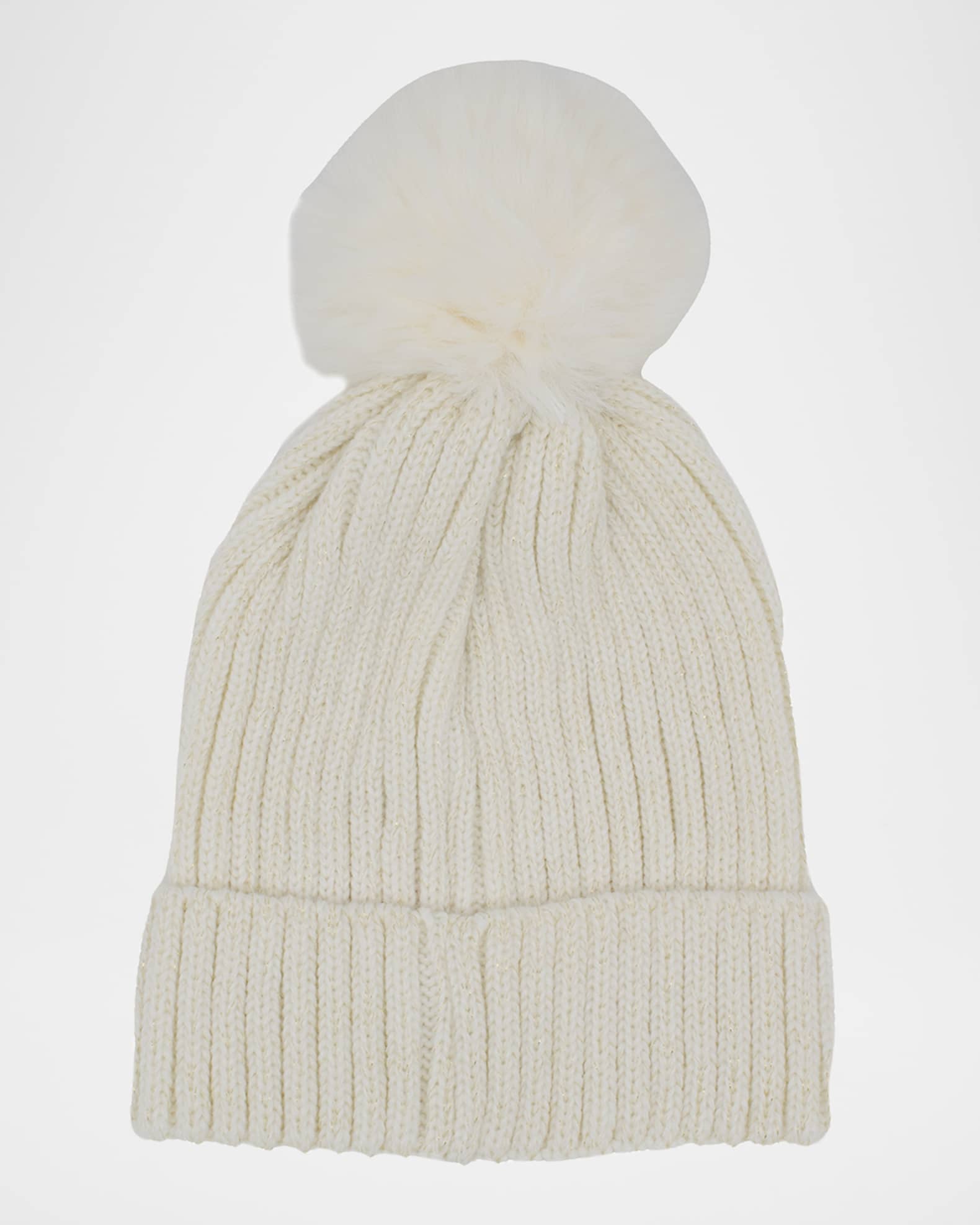 Girl's Crystalized Beanie with Faux Fur Pom  Pom 1
