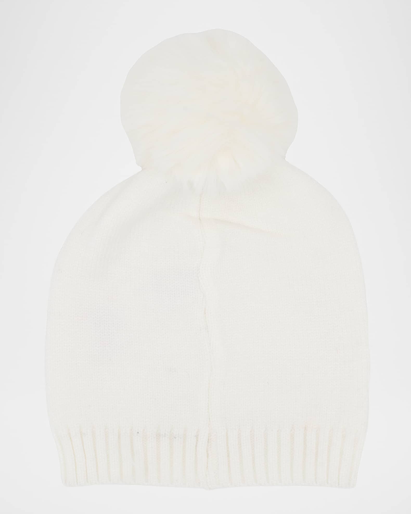 Girl's Beanie with Charms & Faux Fur Pom Pom 1