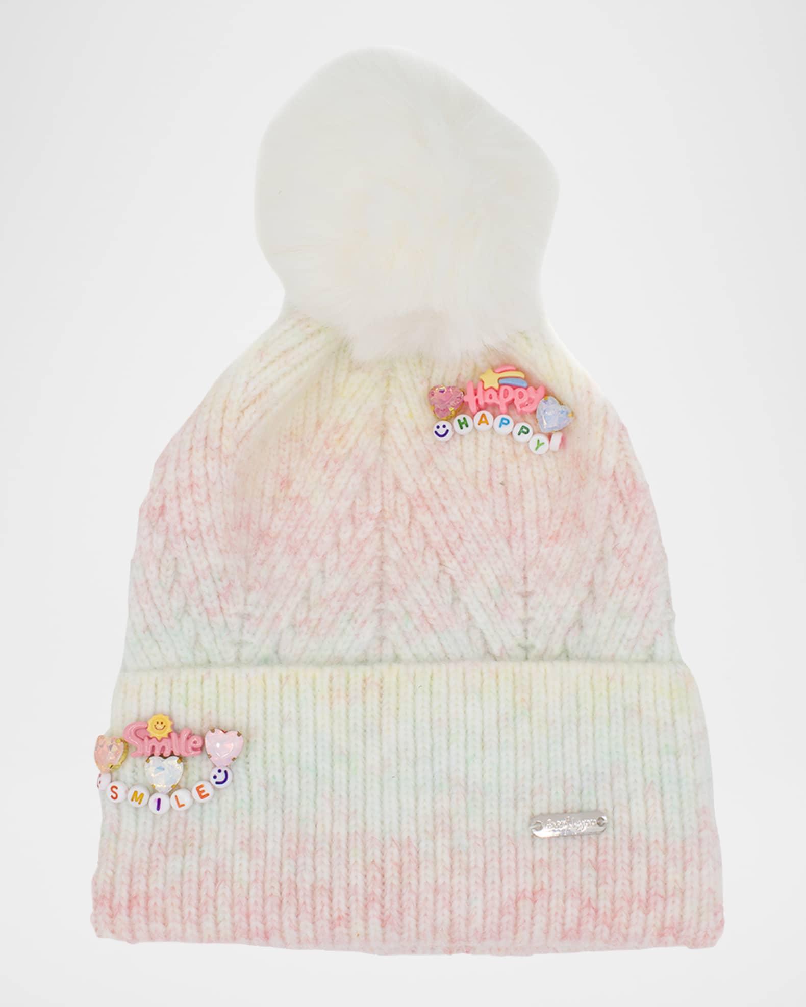 Girl's Charmed Beanie with Faux Fur Pom Pom 0