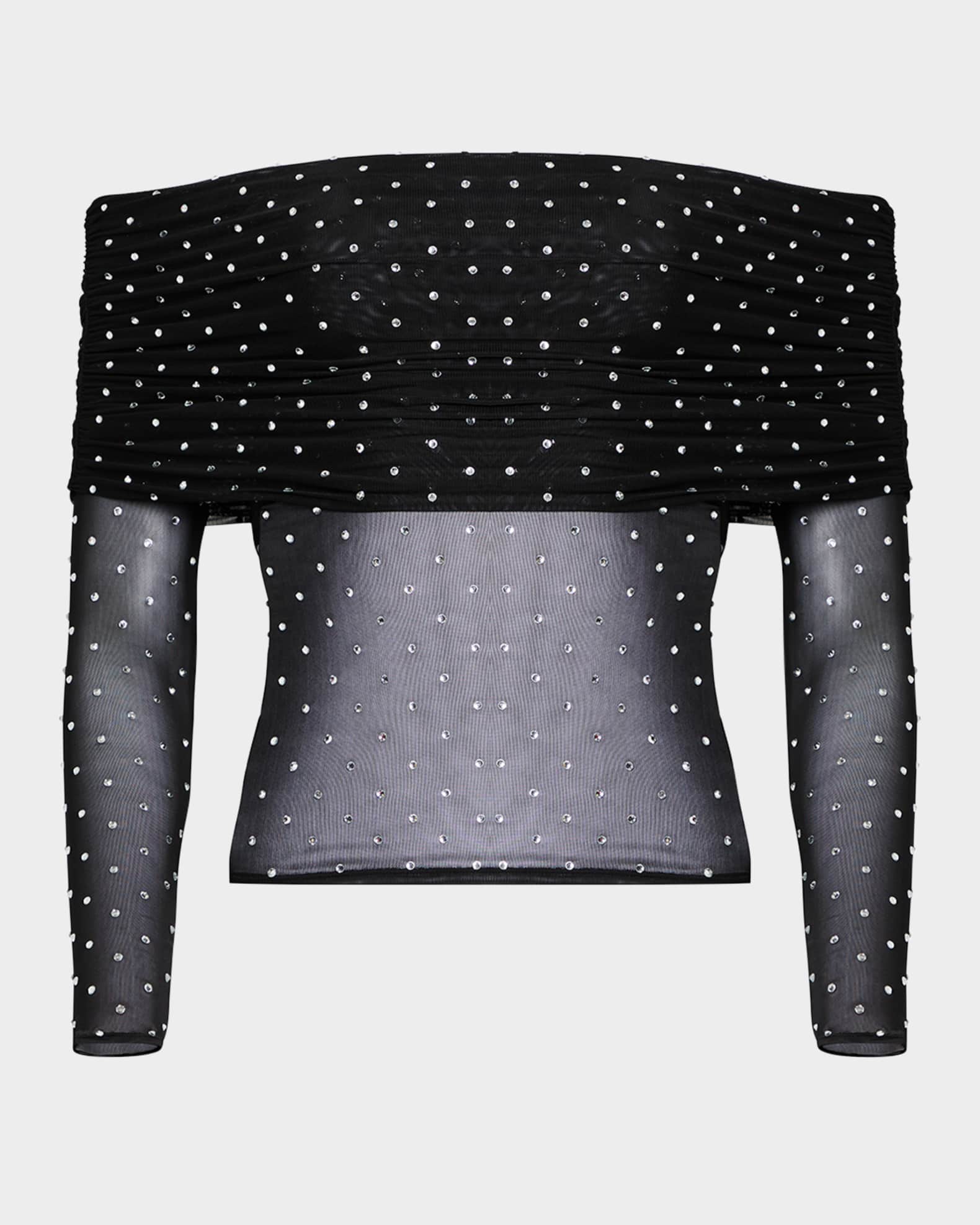 Oriana Off-The-Shoulder Mesh Top 0
