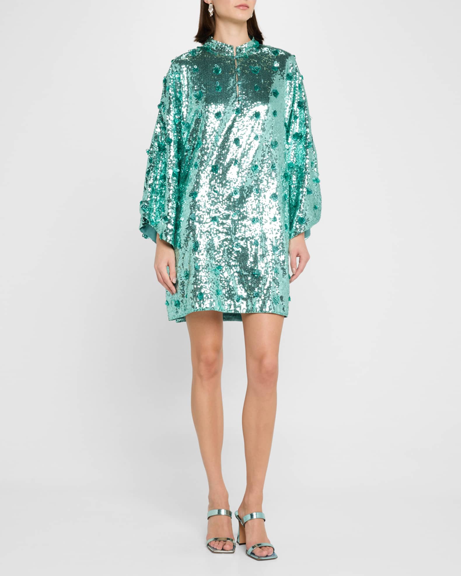 La Vie Style House Sequin KimonoSleeve Mini Caftan Neiman Marcus