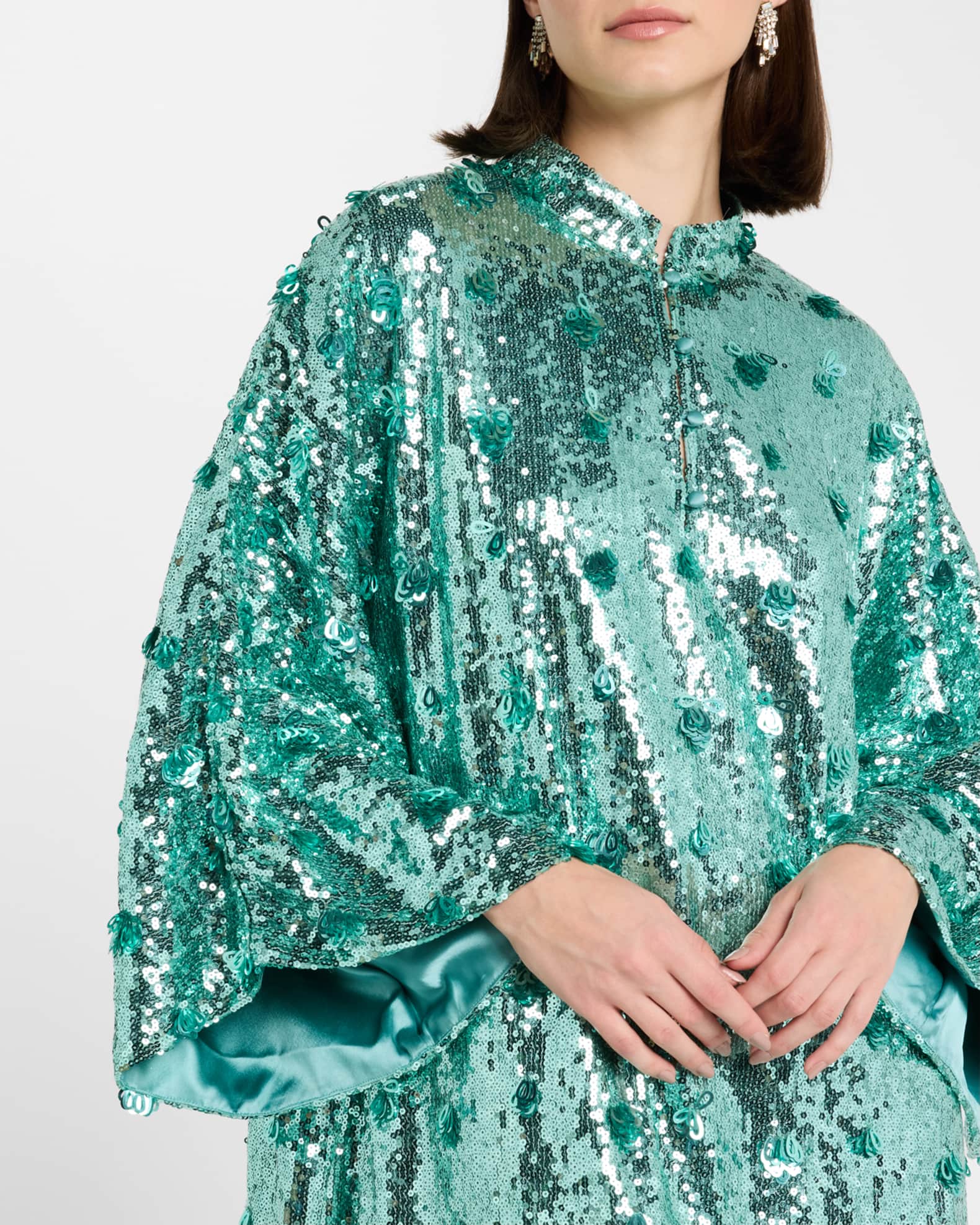 La Vie Style House Sequin KimonoSleeve Mini Caftan Neiman Marcus