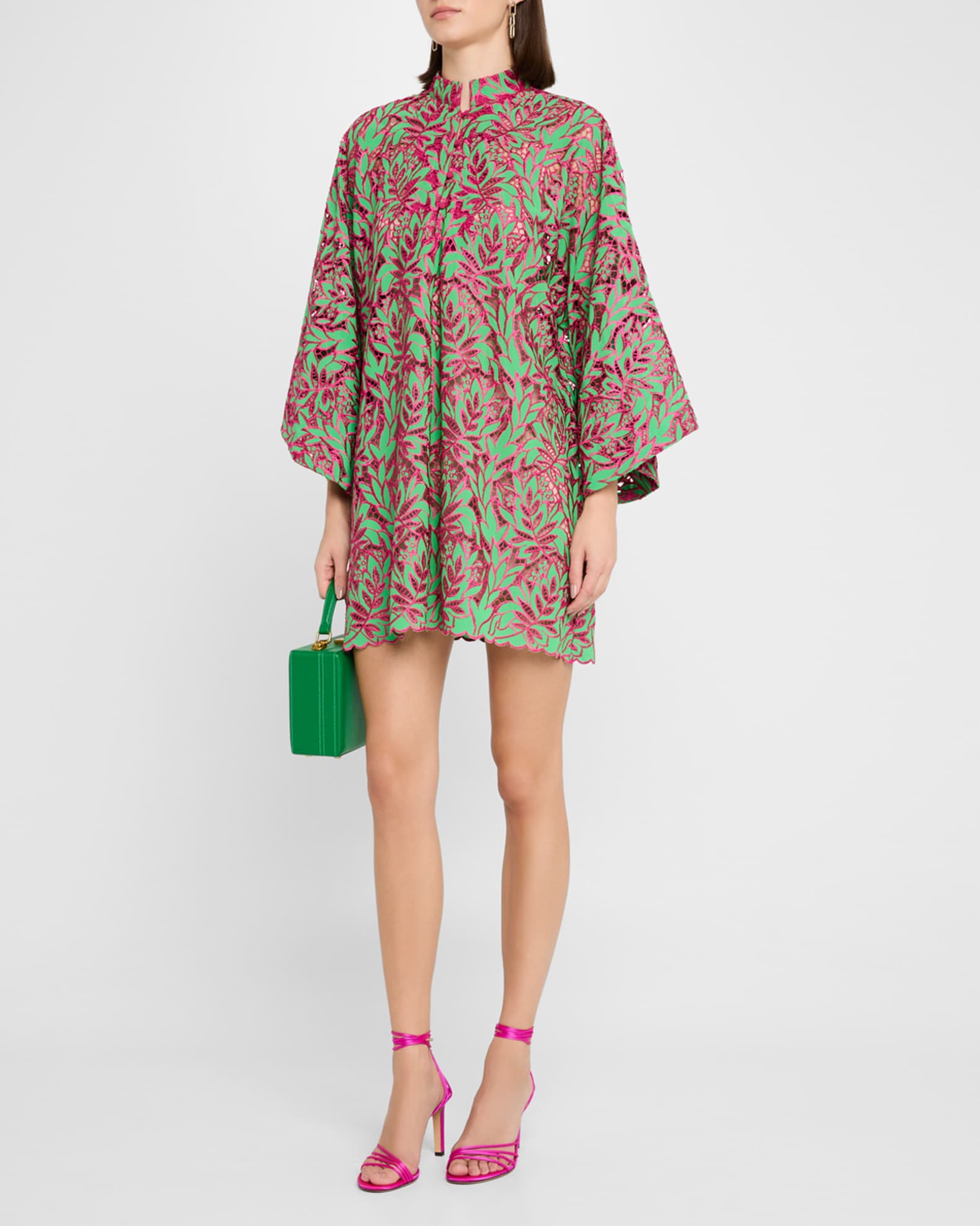 La Vie Style House Sprouting Petals Cutwork Mini Caftan Neiman Marcus