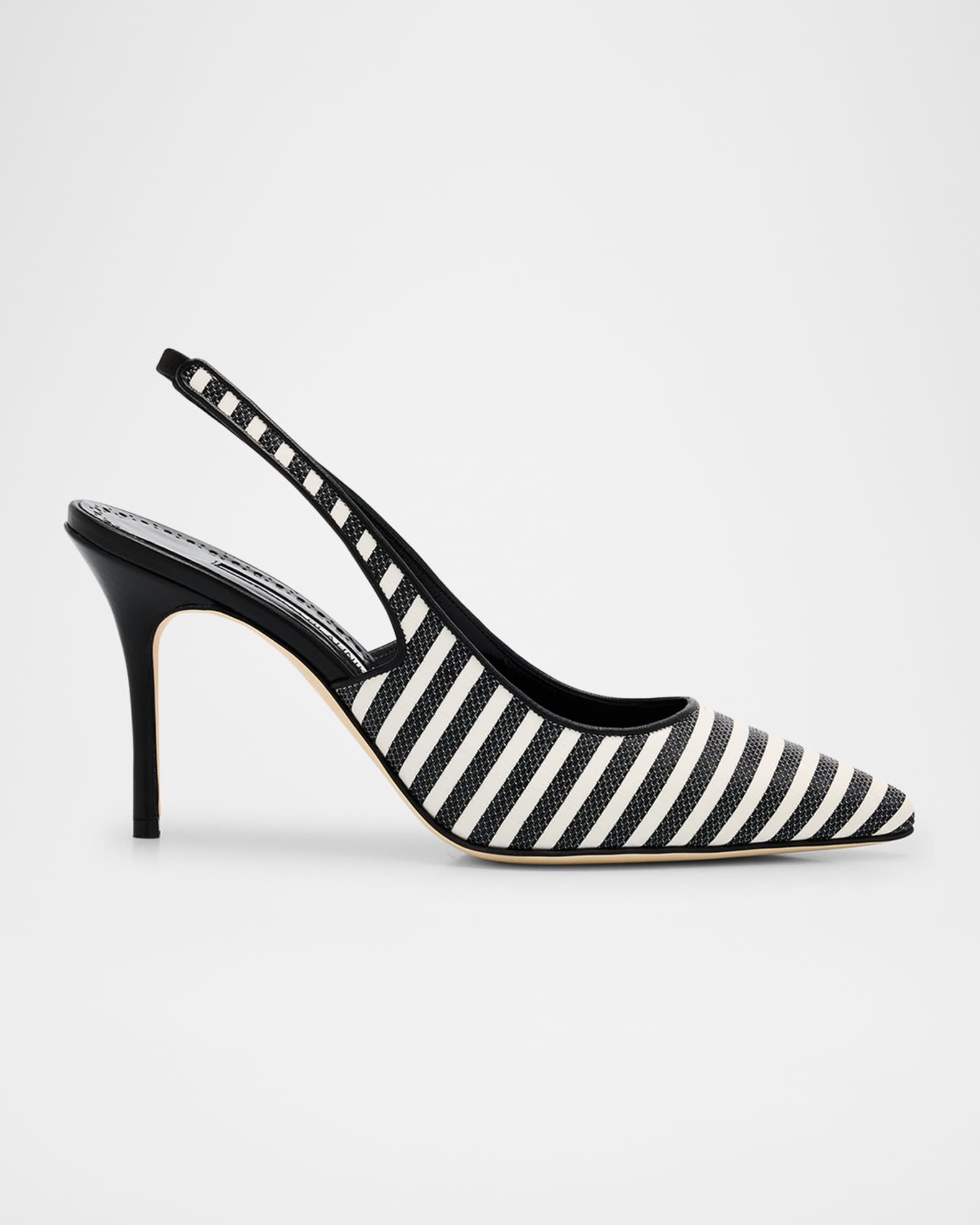 Bicolor Cotton Slingback Pumps 0