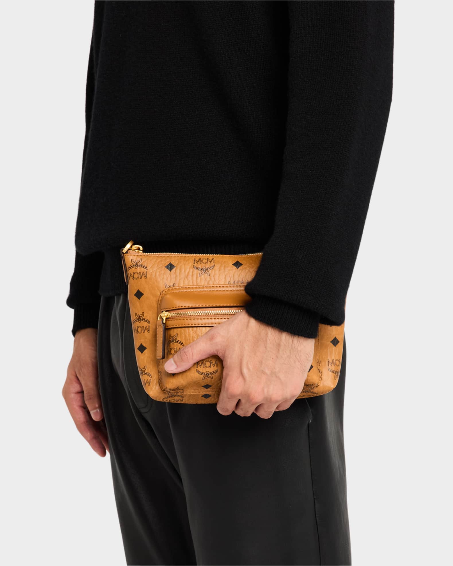 Men's Aren Small Visetos Leather Crossbody Bag 1