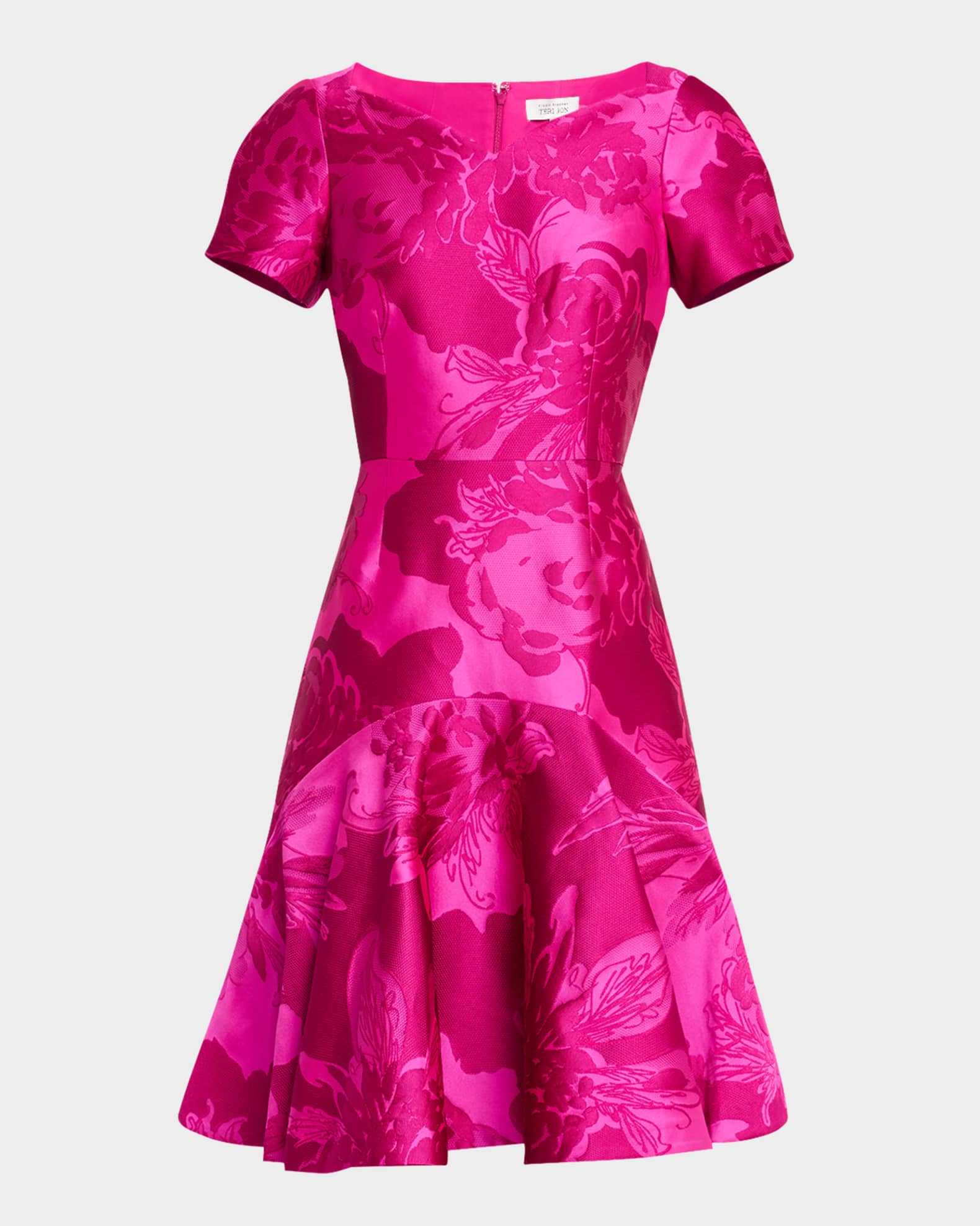 Floral Mikado Flounce Dress 0
