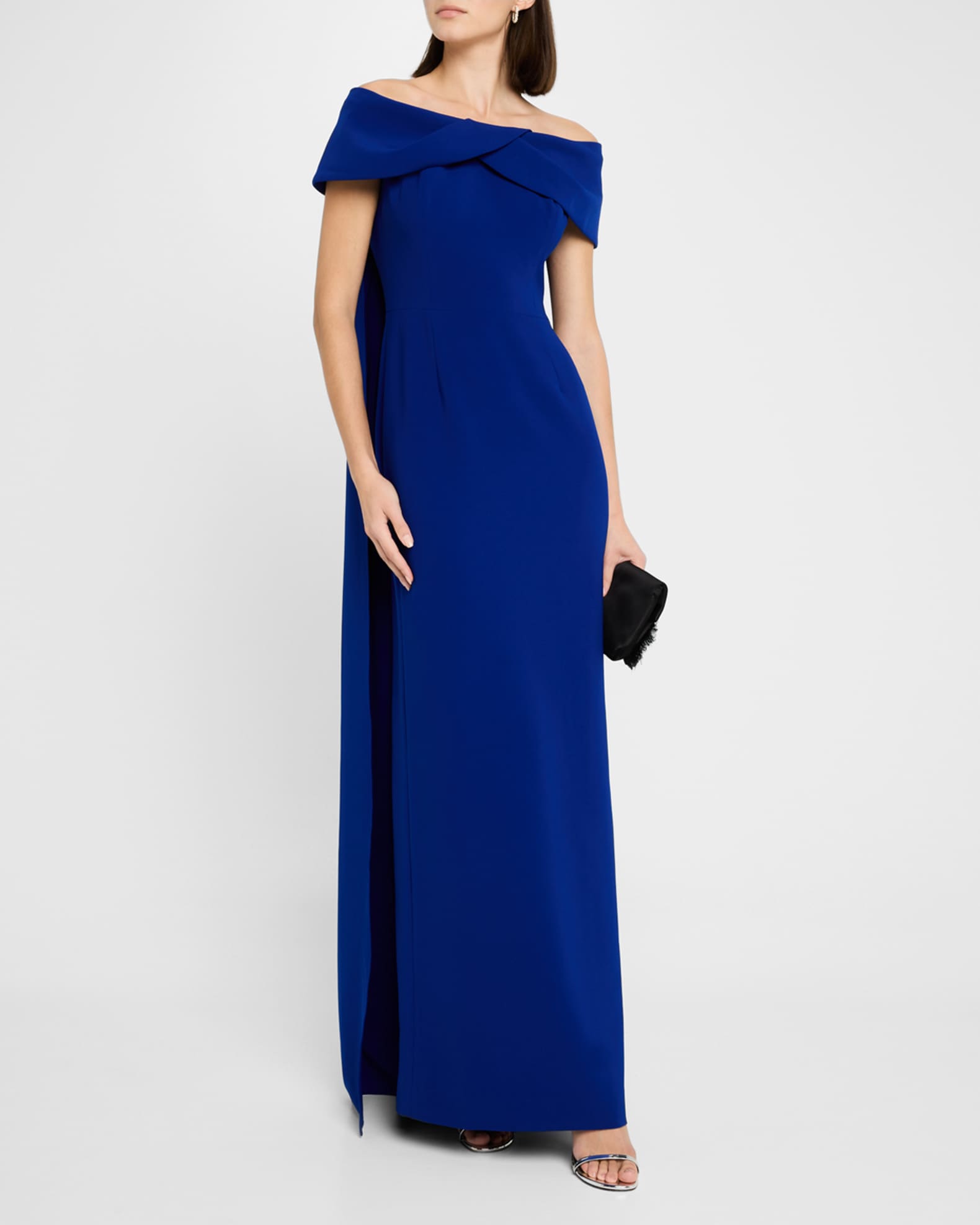 Draped Off-Shoulder Crepe Gown 1