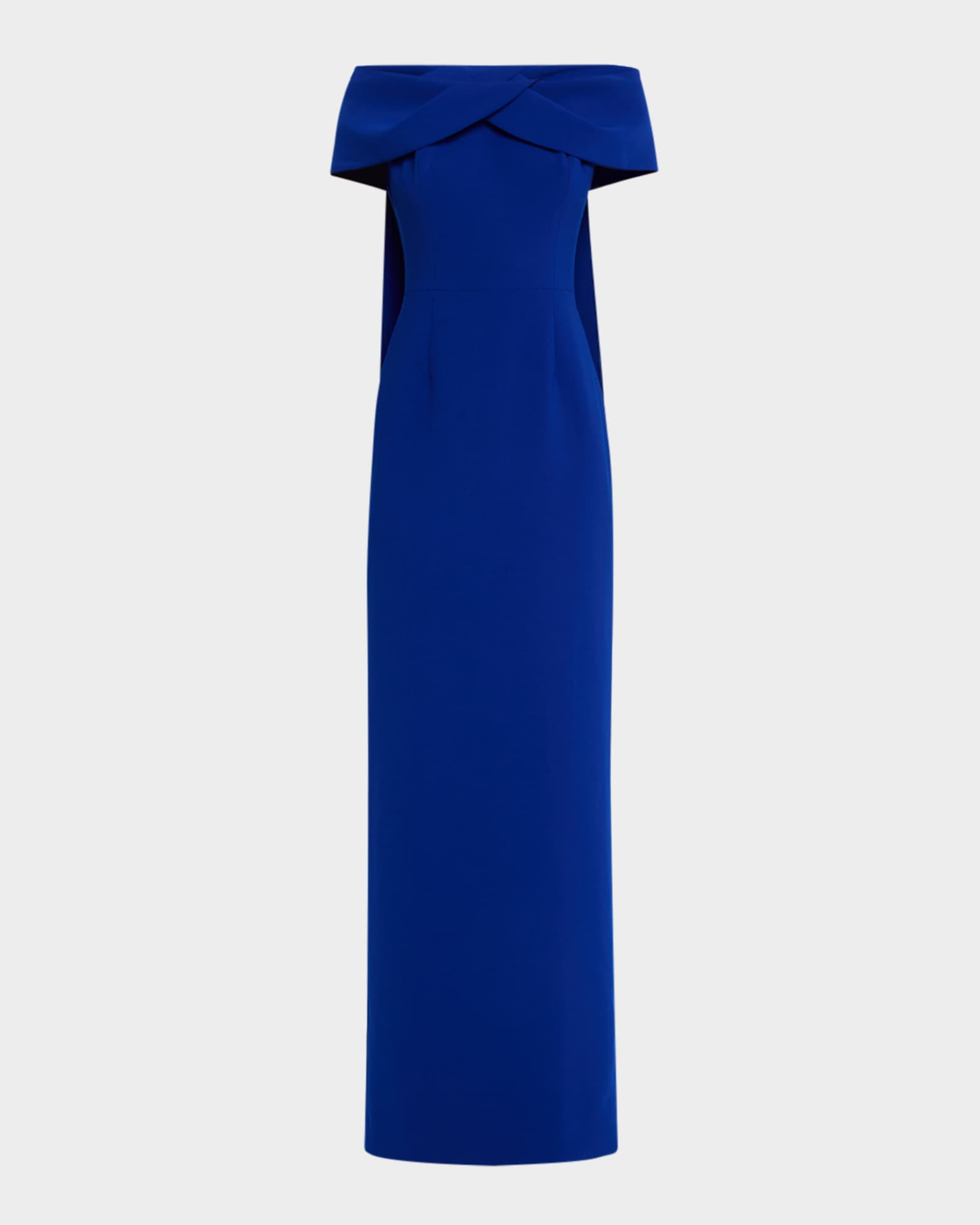 Draped Off-Shoulder Crepe Gown 0