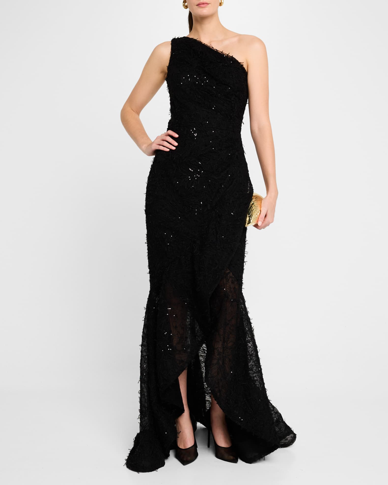 One-Shoulder Sequin Lace Mermaid Gown 1