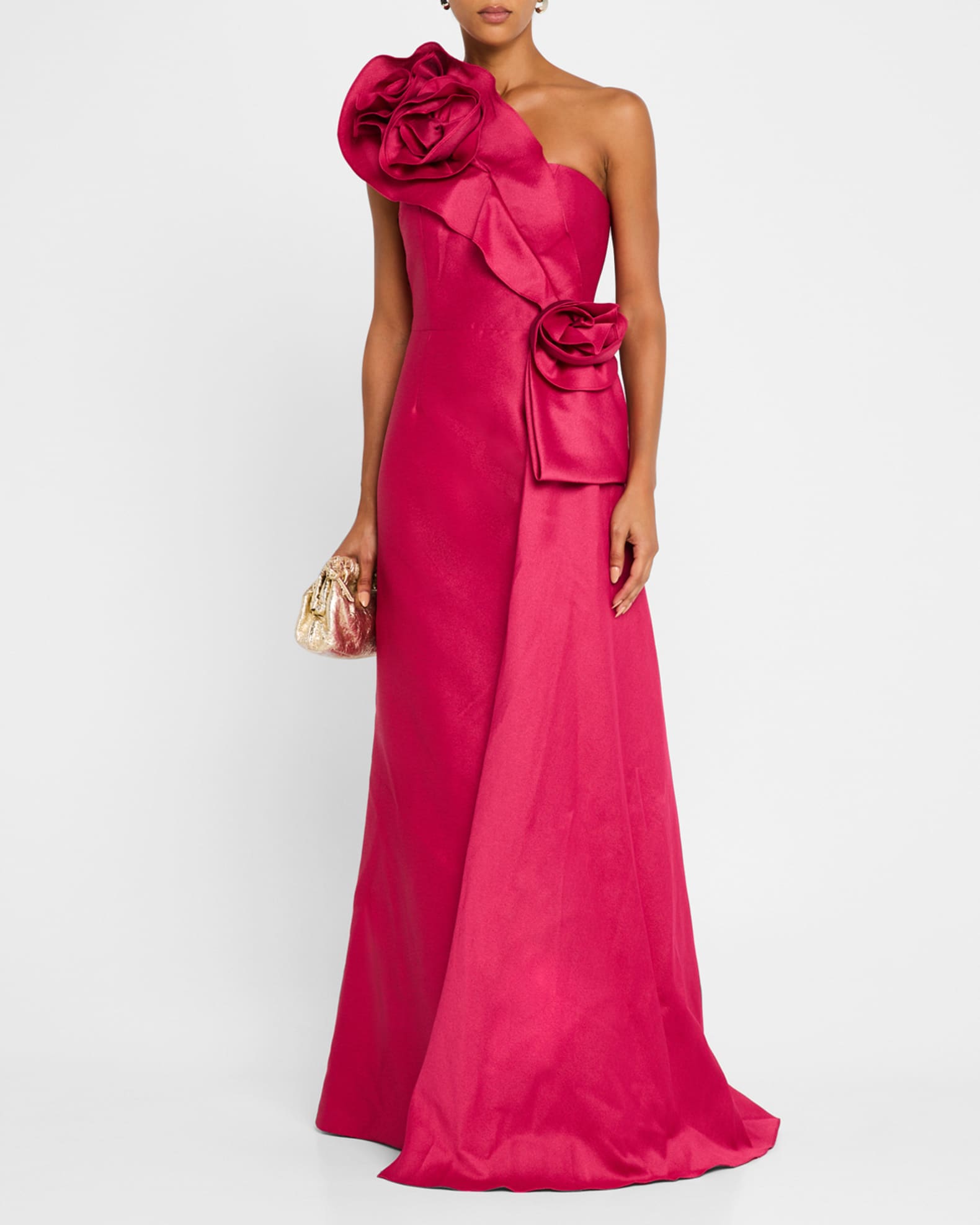 One-Shoulder Flower Jacquard Gown 1