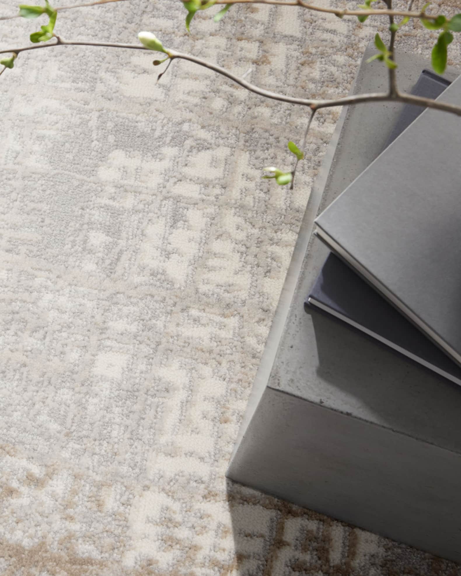 Rush Blue/Beige Power-Loomed Rug | Neiman Marcus