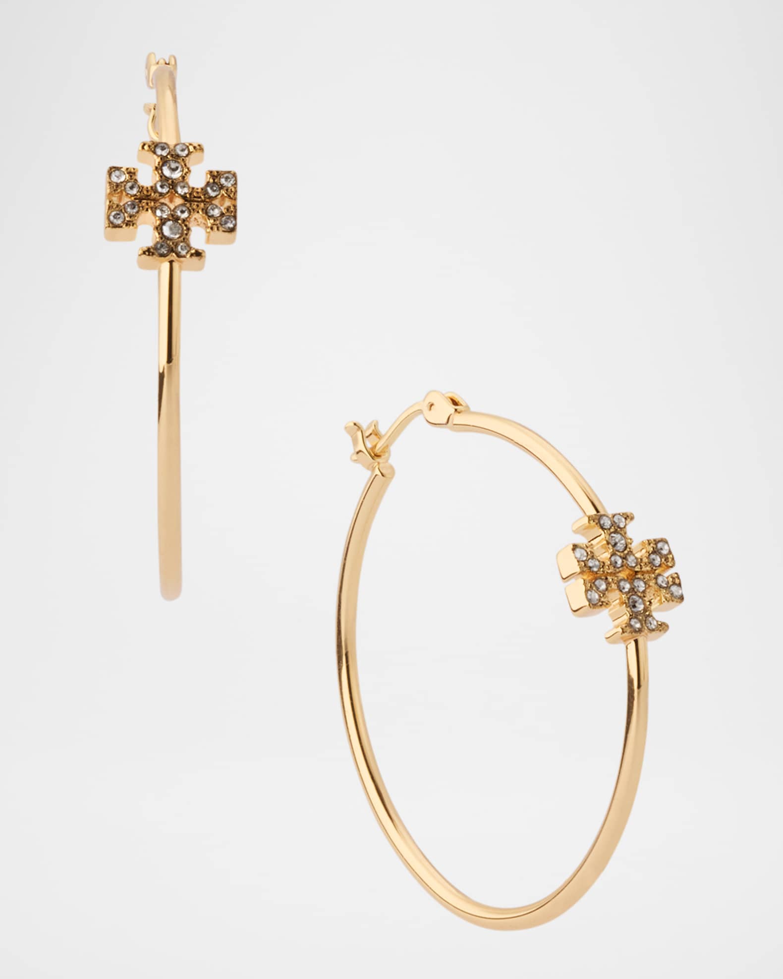 Tory Burch Eleanor Pave Hoop Earrings Neiman Marcus