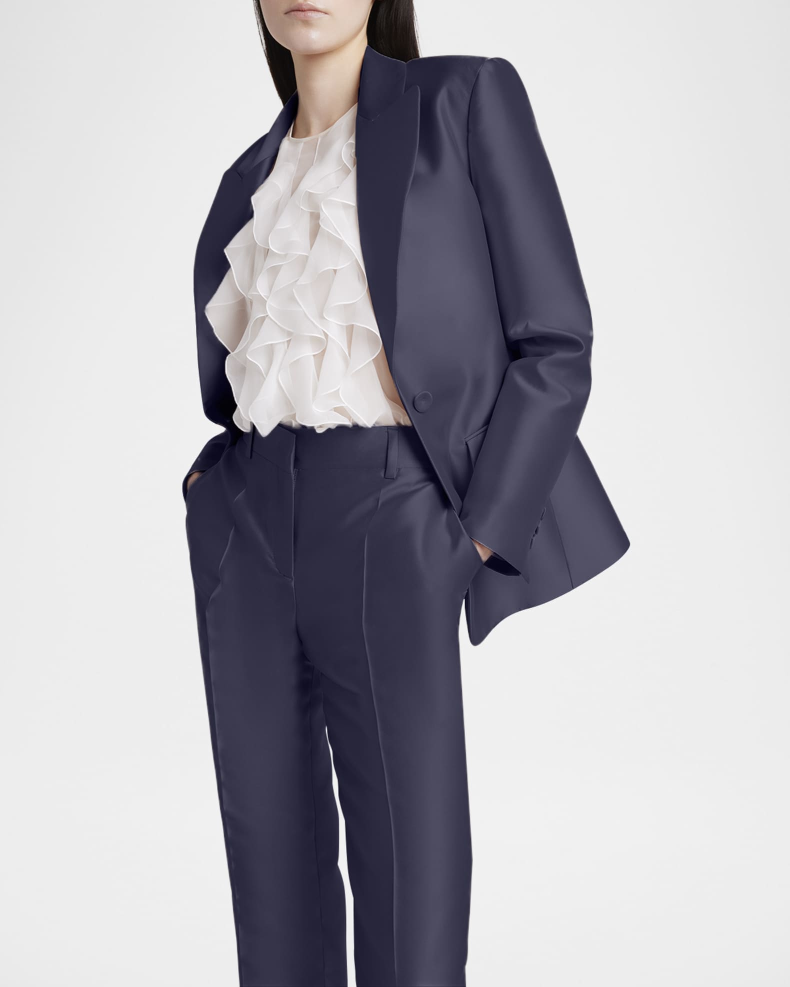 Alberta Ferretti Single-Breasted Silk Jacket | Neiman Marcus