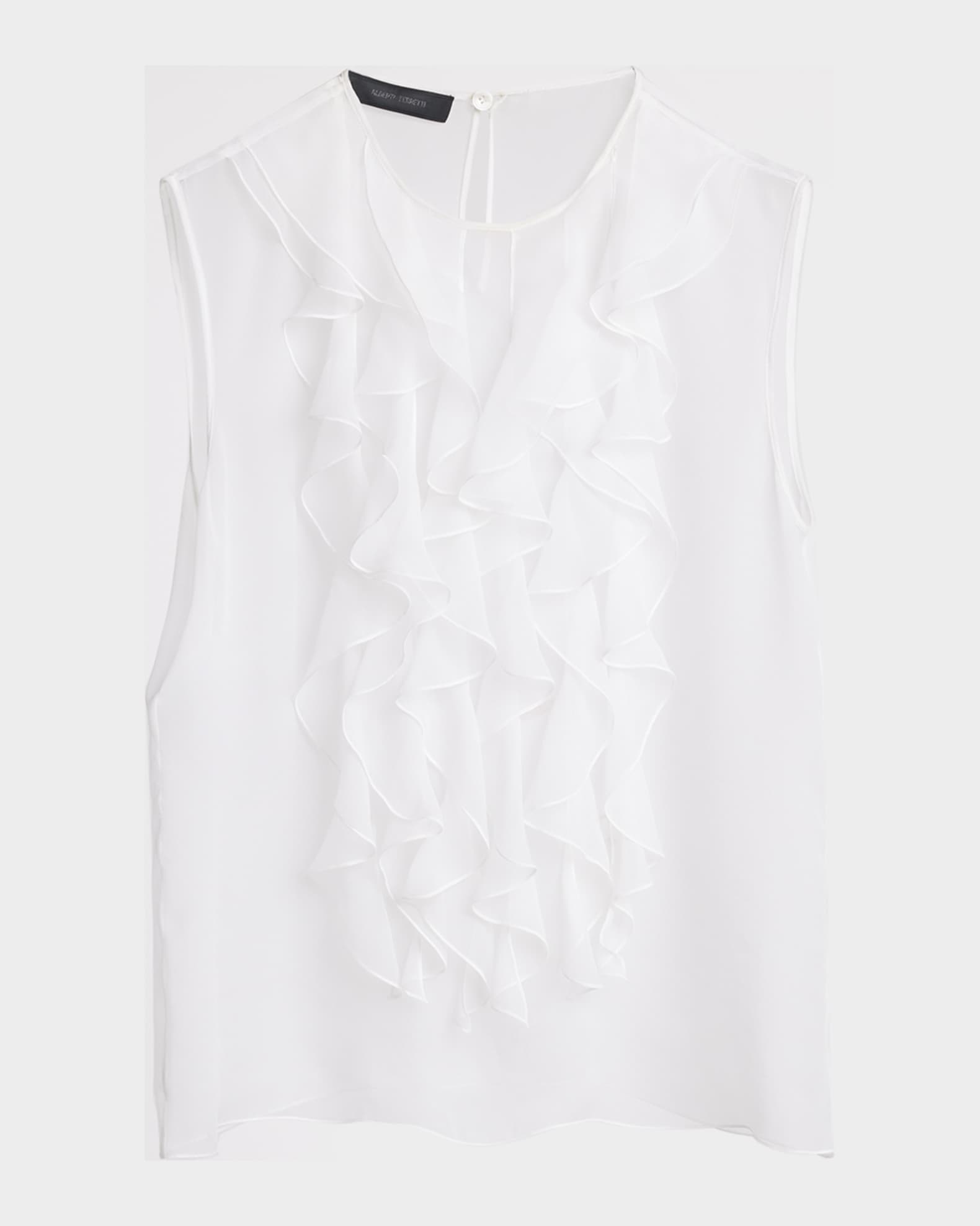 Alberta Ferretti Ruffle Bib Sleeveless Silk Blouse | Neiman Alberta Ferretti Ruffle Bib Sleeveless Silk Blouse | Neiman