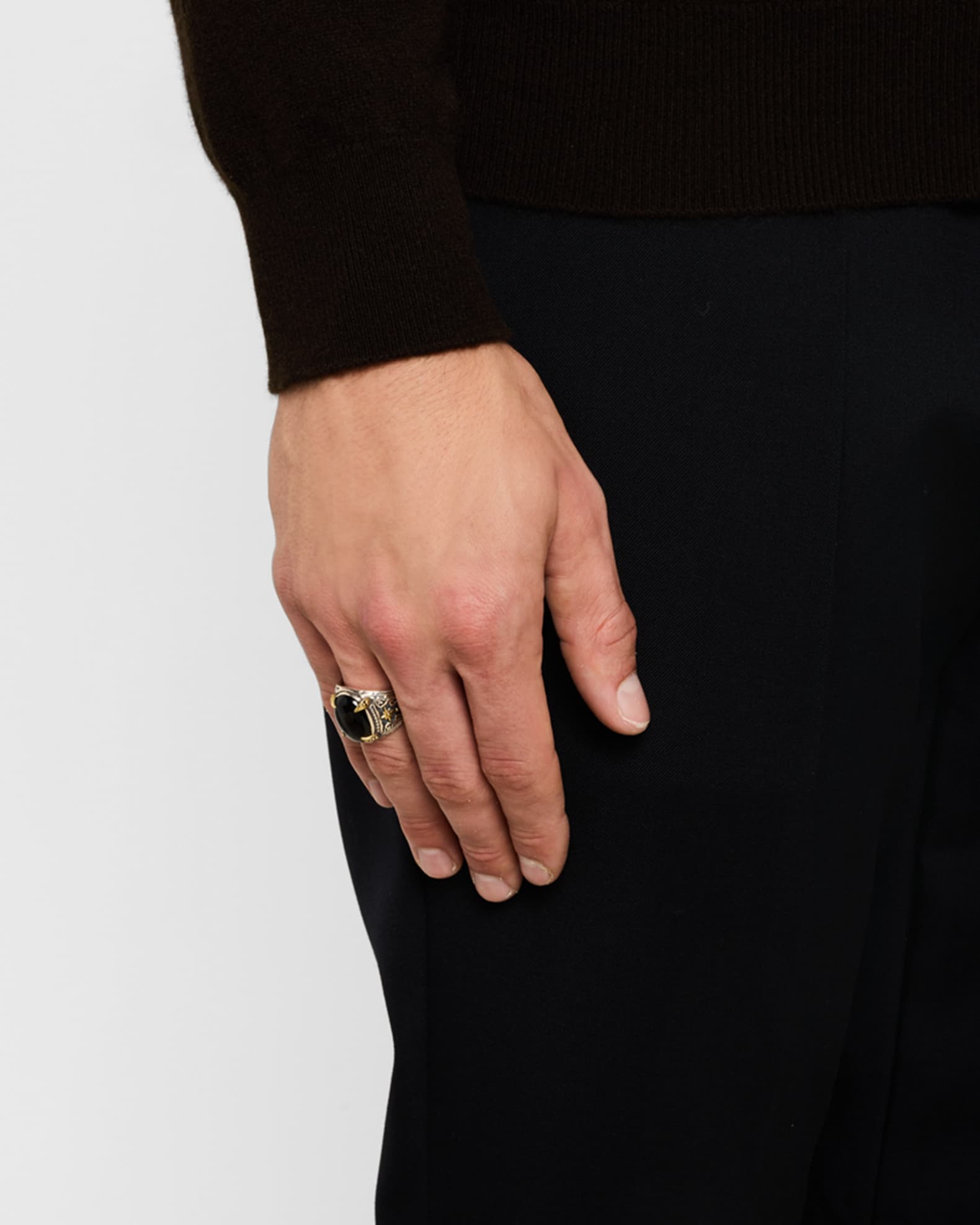 Men's Sterling Silver and Bronze Black Onyx Ring 1