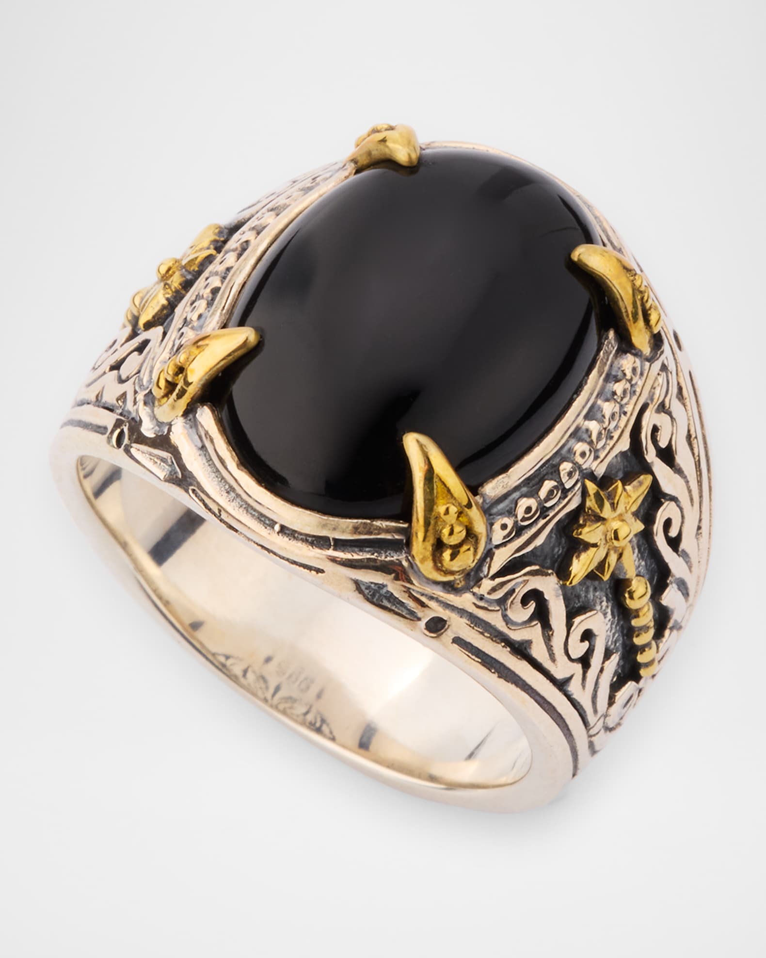 Konstantino Men's Sterling Silver and Bronze Black Onyx Ring