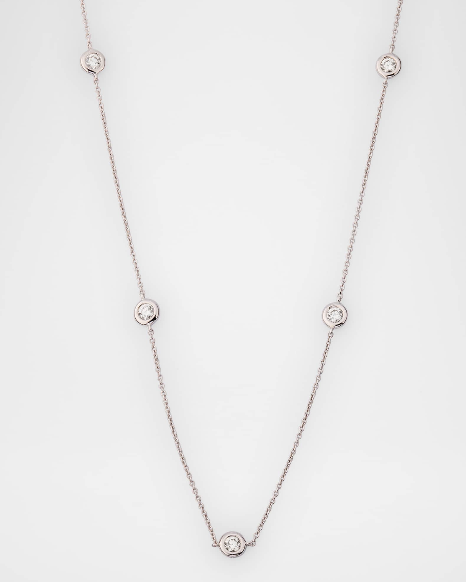 Sparkle 18K White Gold Petite 5-Station Diamond Necklace 0