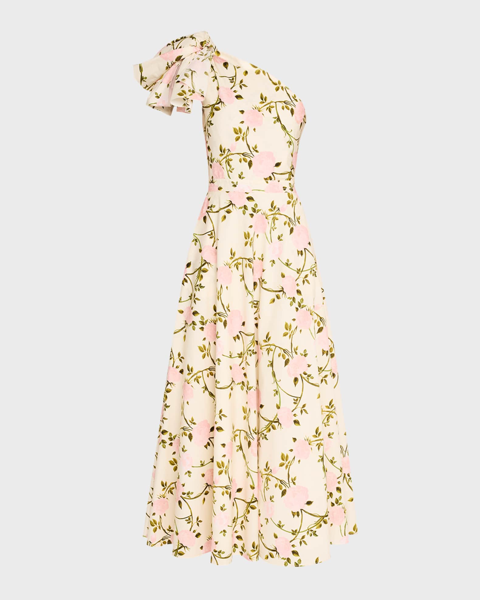本当に信頼出来る店 Floral-Print Valli Giambattista Bow Dress Midi One-Shoulder ワンピース