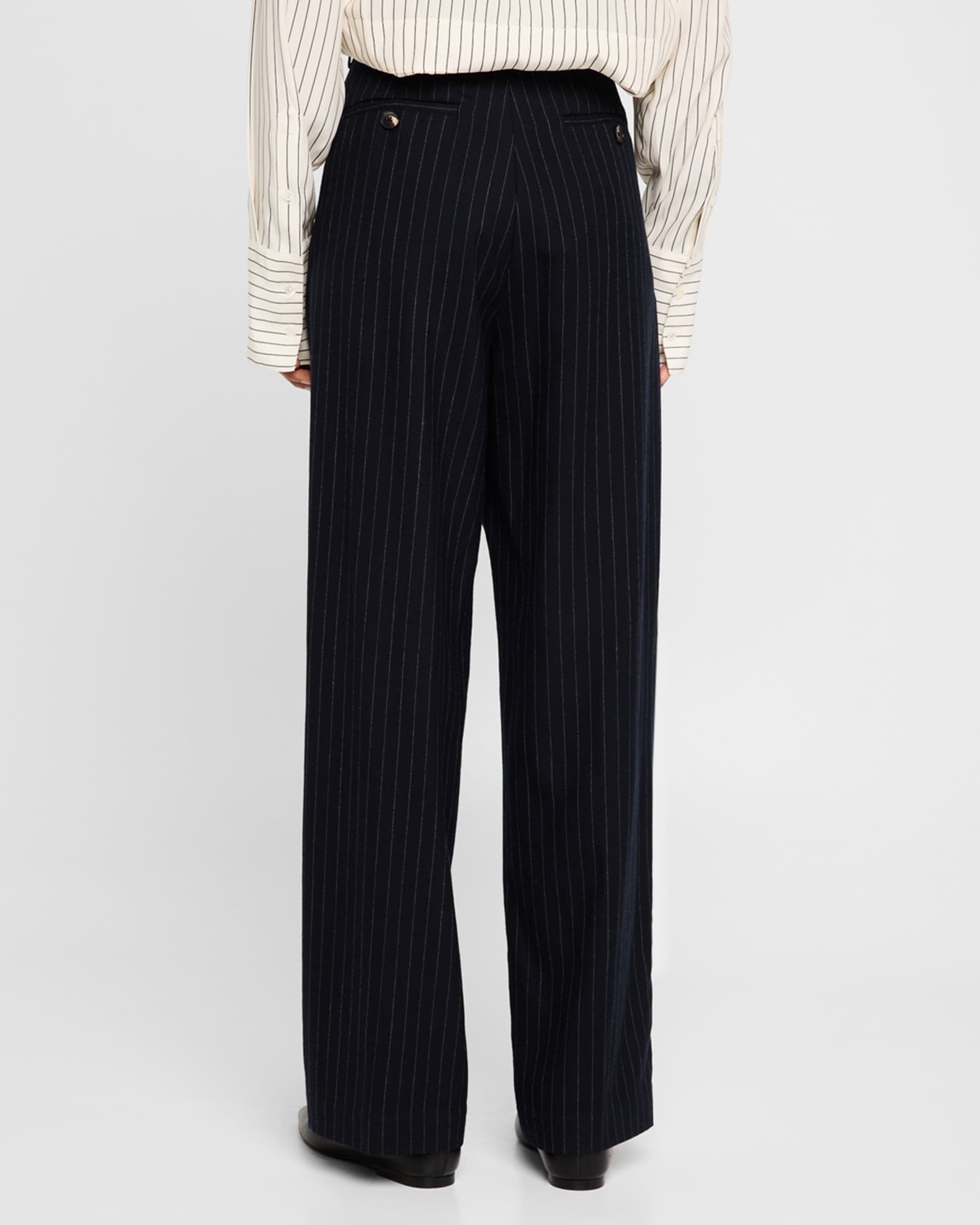 Co Pinstripe Straight Leg Wool Pants | Neiman Marcus