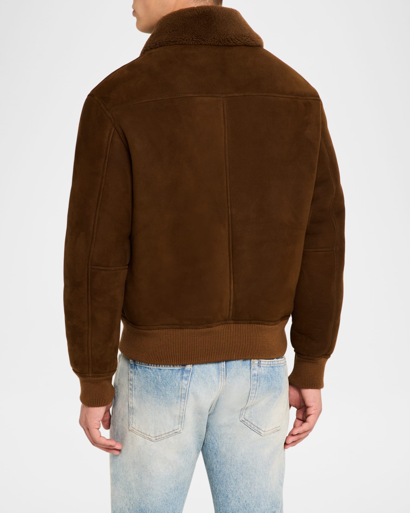 FRAME Men's Suede Shearling Bomber Jacket Neiman Marcus