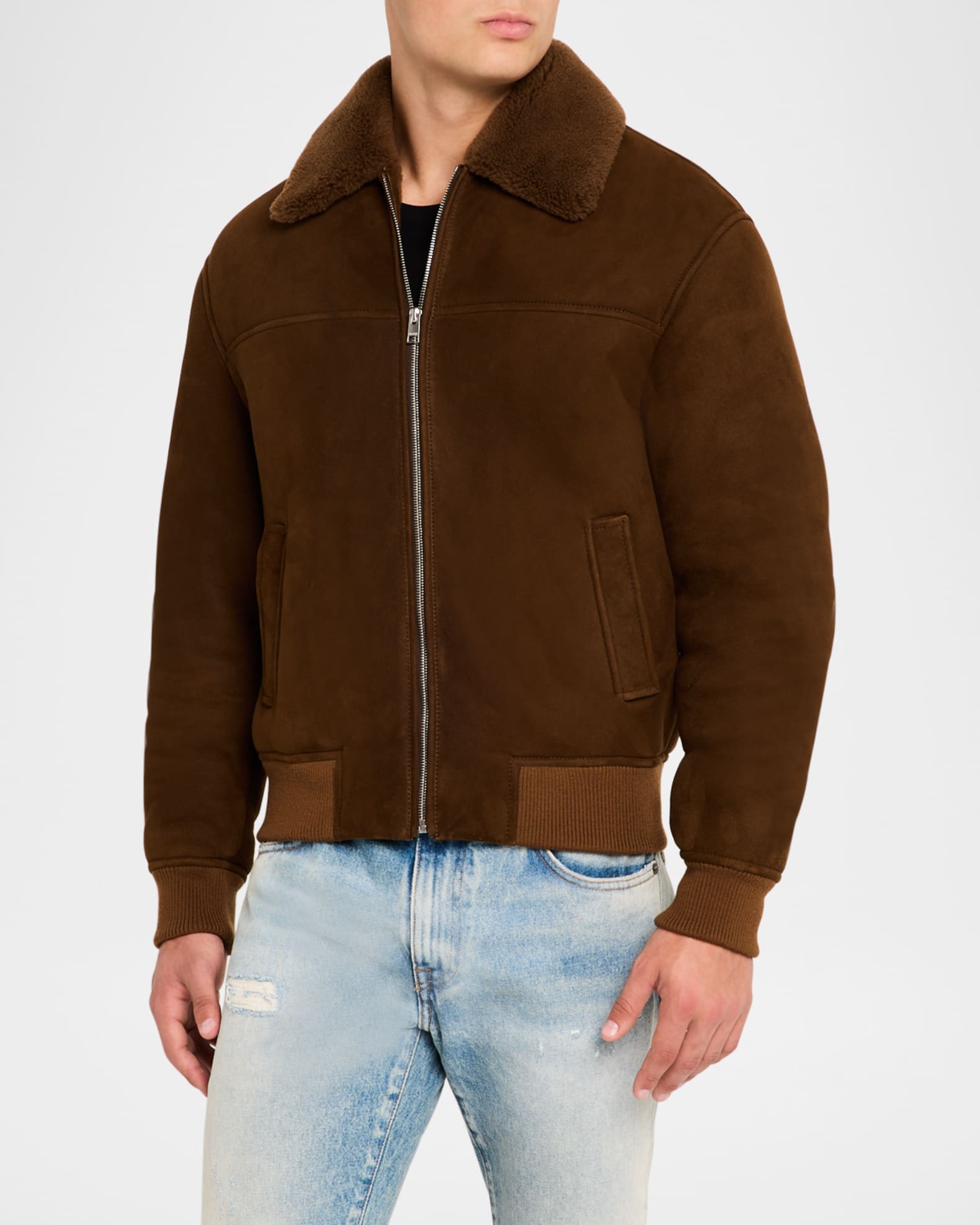 Saint laurent shearling bomber jacket online