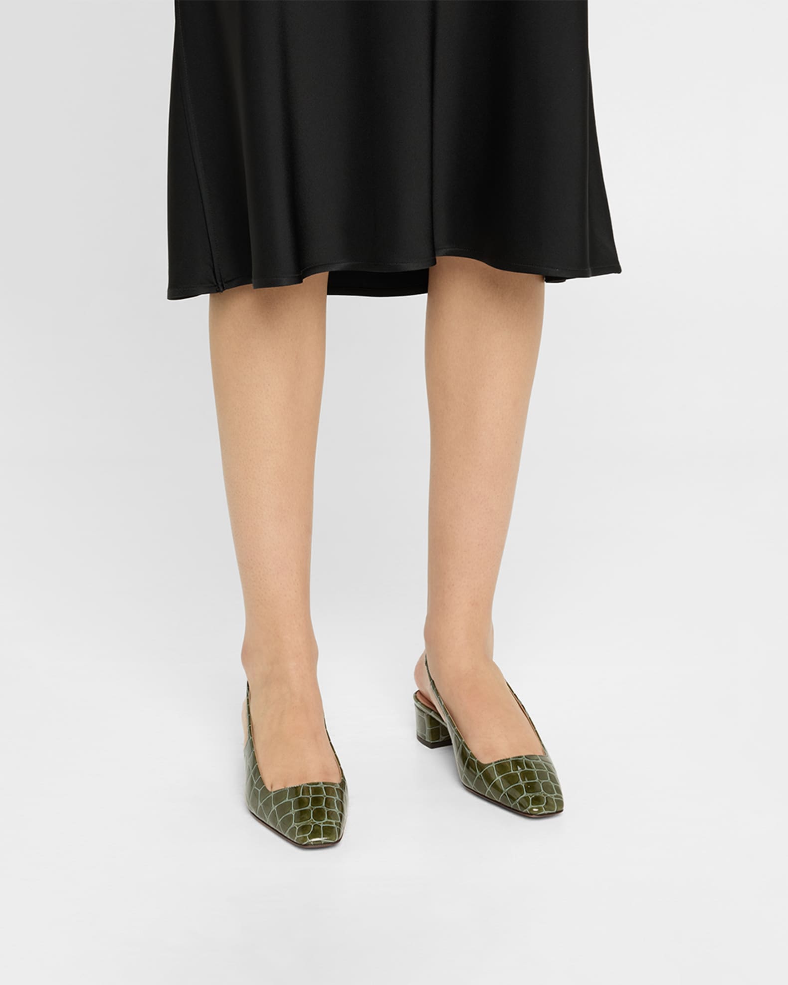 Croco Slingback Ballerina Pumps 1